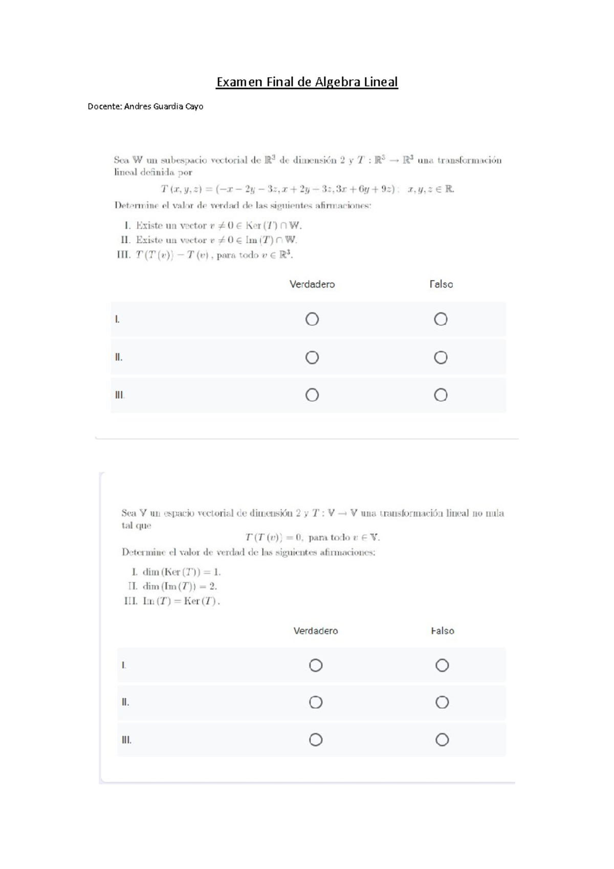 Examen Final - algebra lineal fiee unmsm - Document Preview