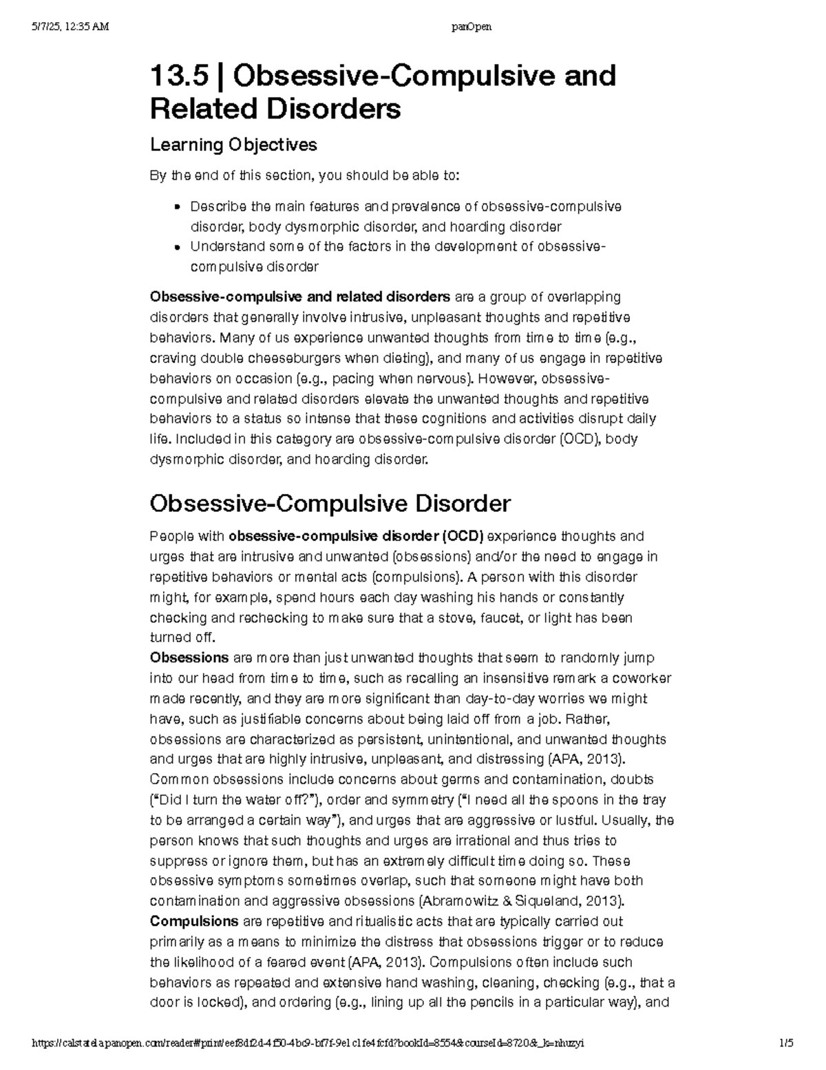 Understanding Obsessive-Compulsive and Related Disorders (PSY 8720 ...