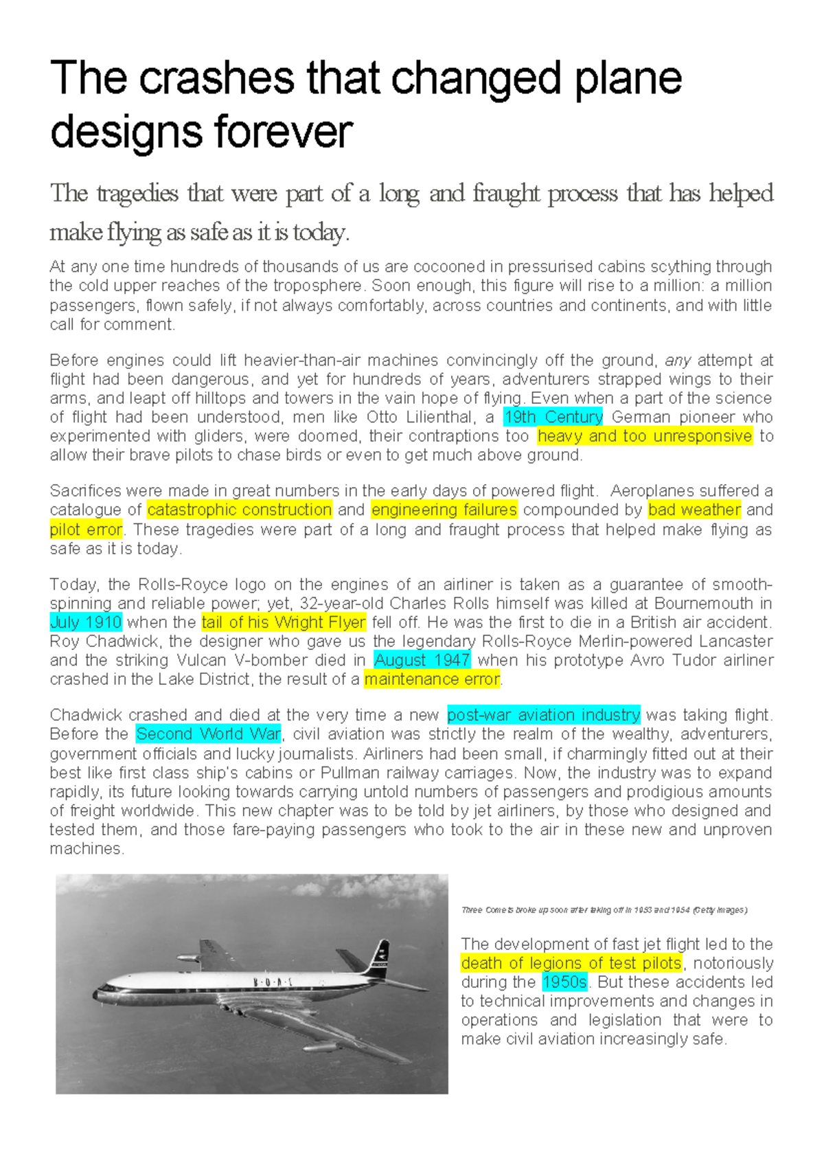 Case Study: The Impact of Aviation Crashes on Plane Design (Part B ...