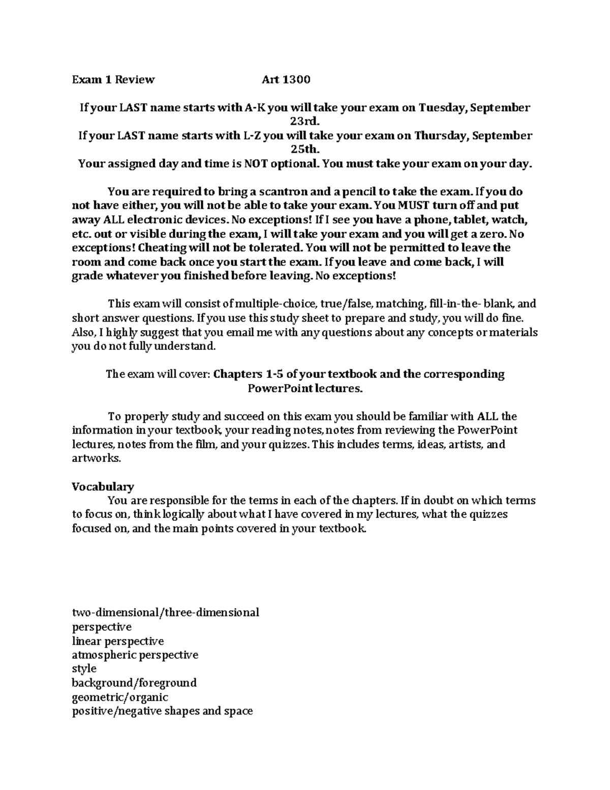 Art 1300 Exam 1 Review: Key Concepts & Study Guide - Studocu