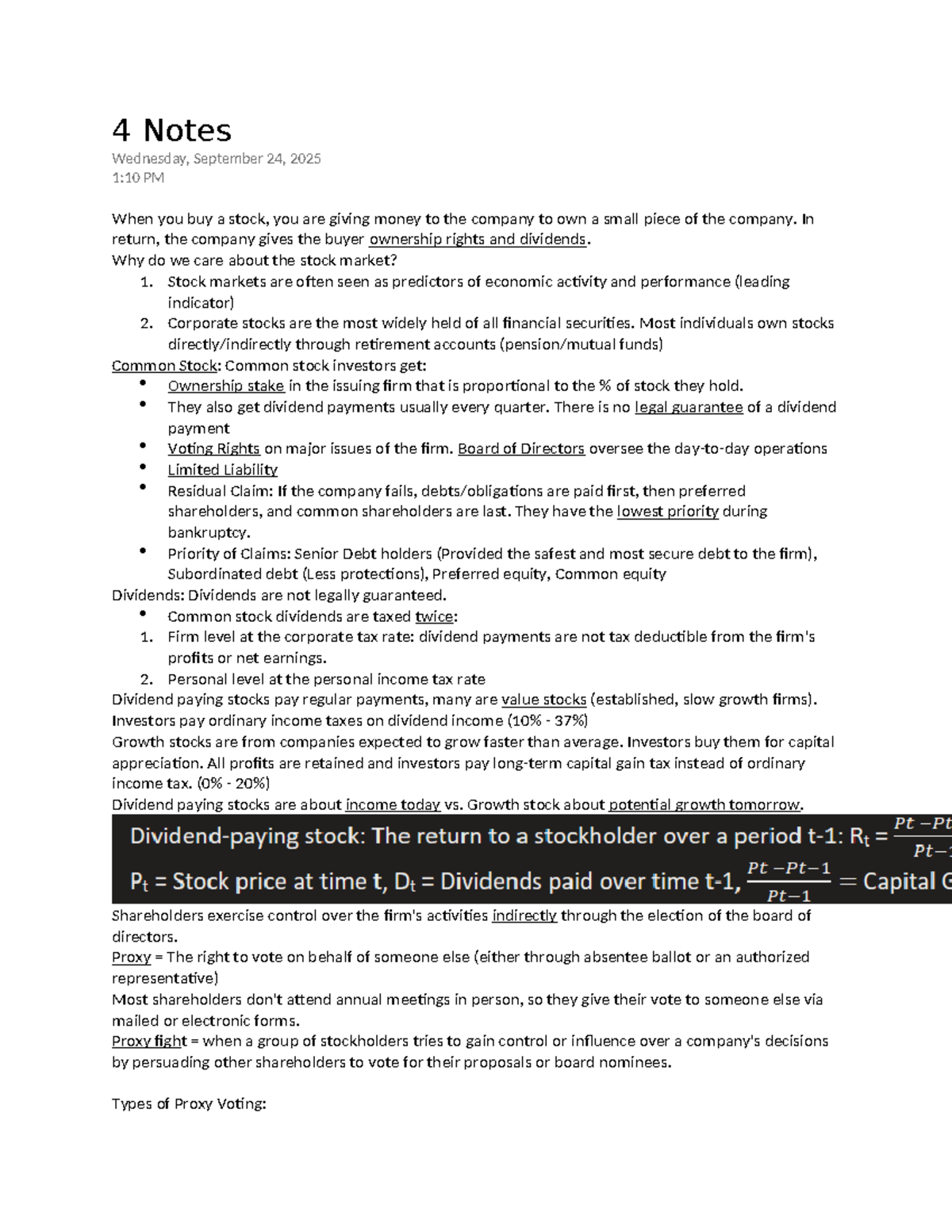 Chapter 4 Notes: Understanding Stock Market Dynamics and Ownership ...