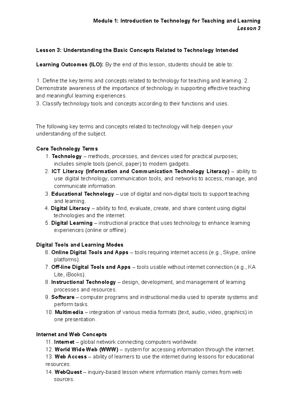 Module 1: Lesson 3 - Understanding Technology for Teaching and Learning ...