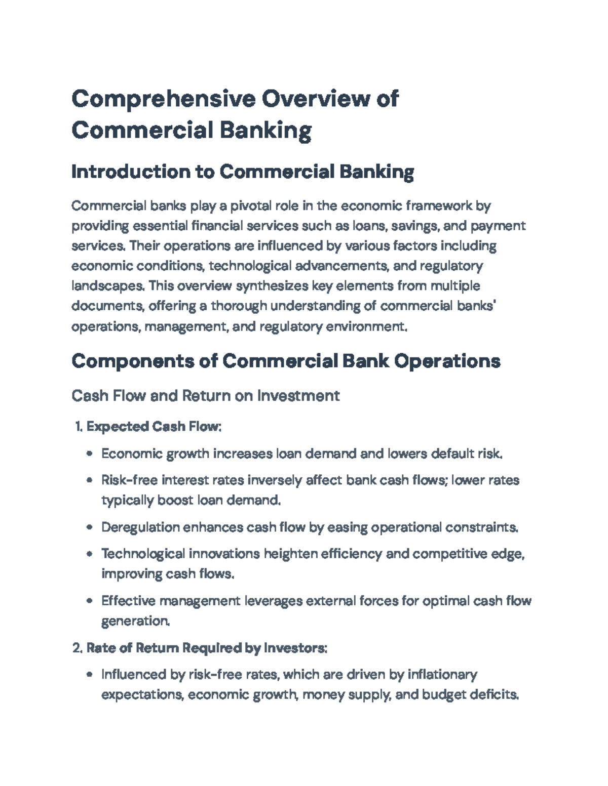 Comprehensive Overview of Commercial Banking Operations and Regulations ...