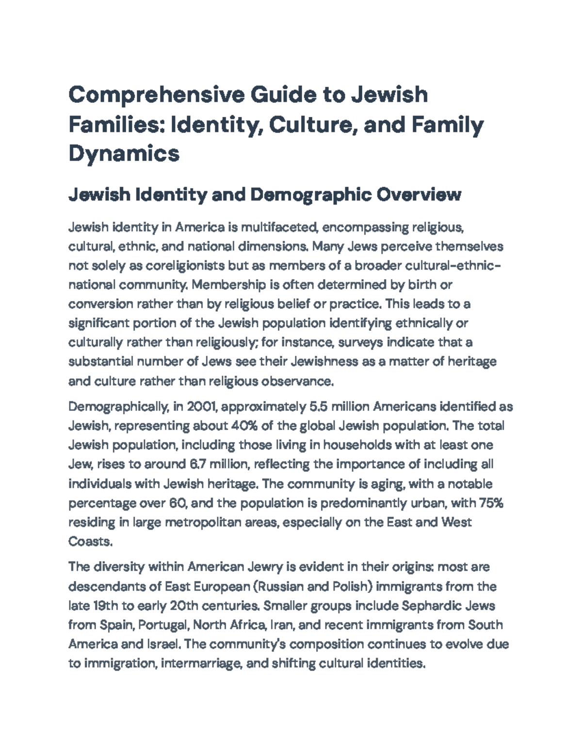 Comprehensive Guide to Jewish Families: Identity, Culture, and Dynamics ...