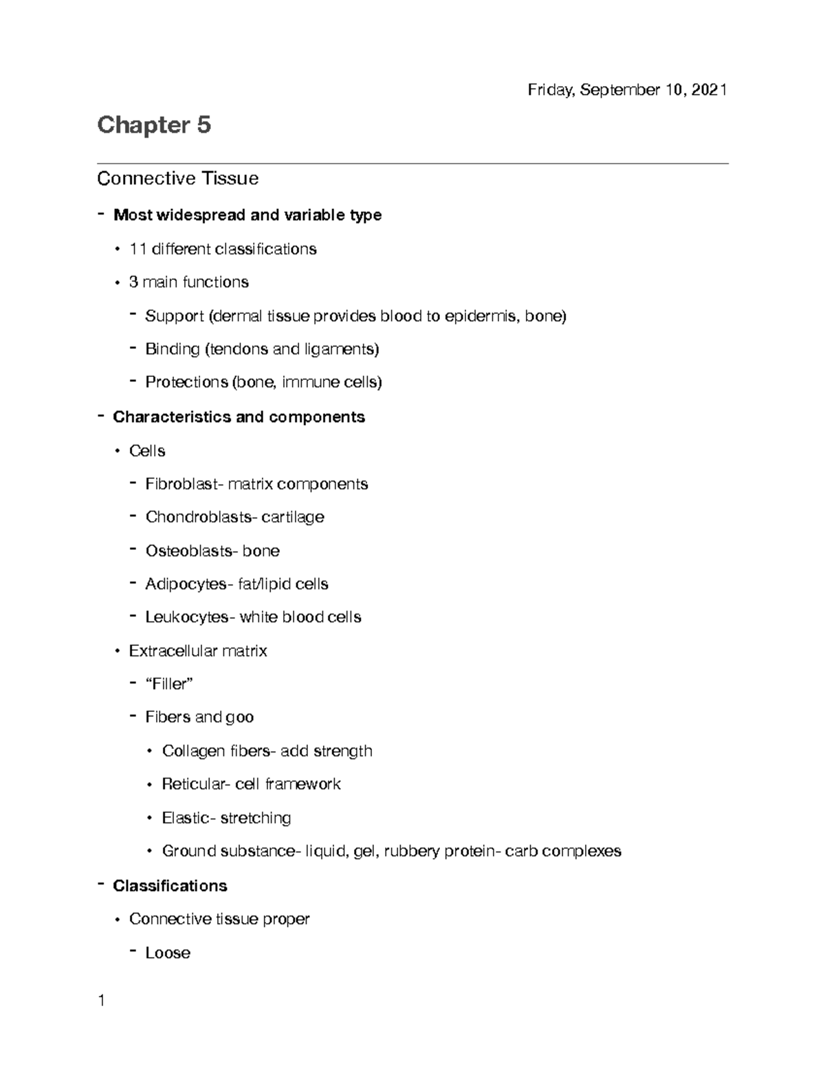 Chapter 5 Lecture Notes - Connective Tissue Overview - Studocu