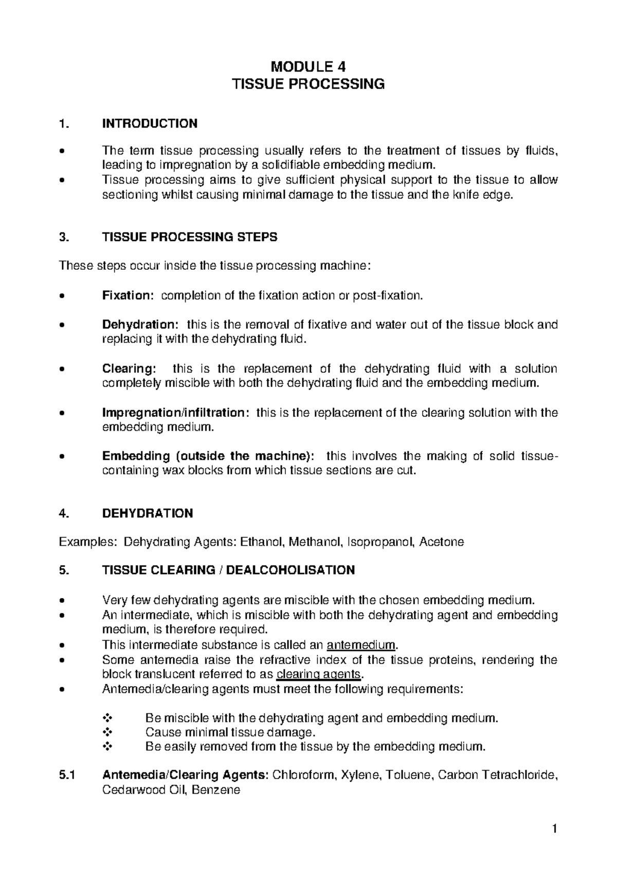 MODULE 4: Tissue Processing Techniques - Studocu