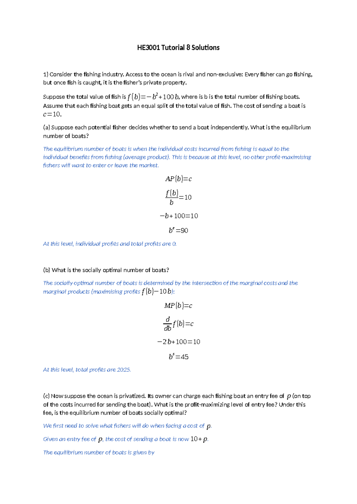 Tutorial 8 Solutions - answers - HE3001 Tutorial 8 Solutions 1 ...