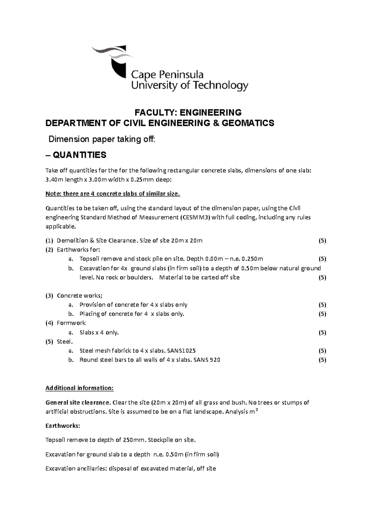 2.1 Civil Engineering Dimension Paper Q&A Memo - Studocu