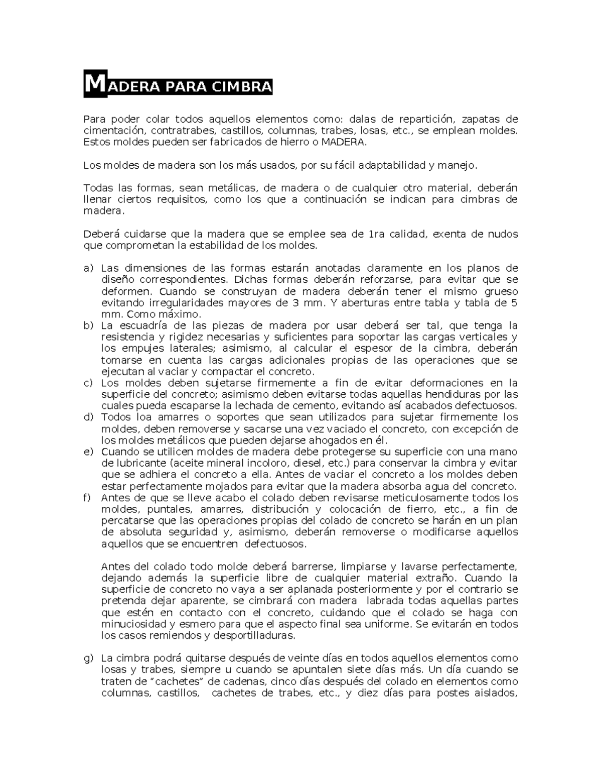 MADERA PARA CIMBRA: Requisitos y Buenas Prácticas en Construcción - Studocu