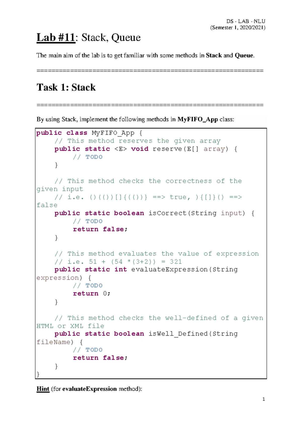 Lab 2 bt Recursion - Bt ctdl - (Semester 1, 2020/2021) Lab #2 ...