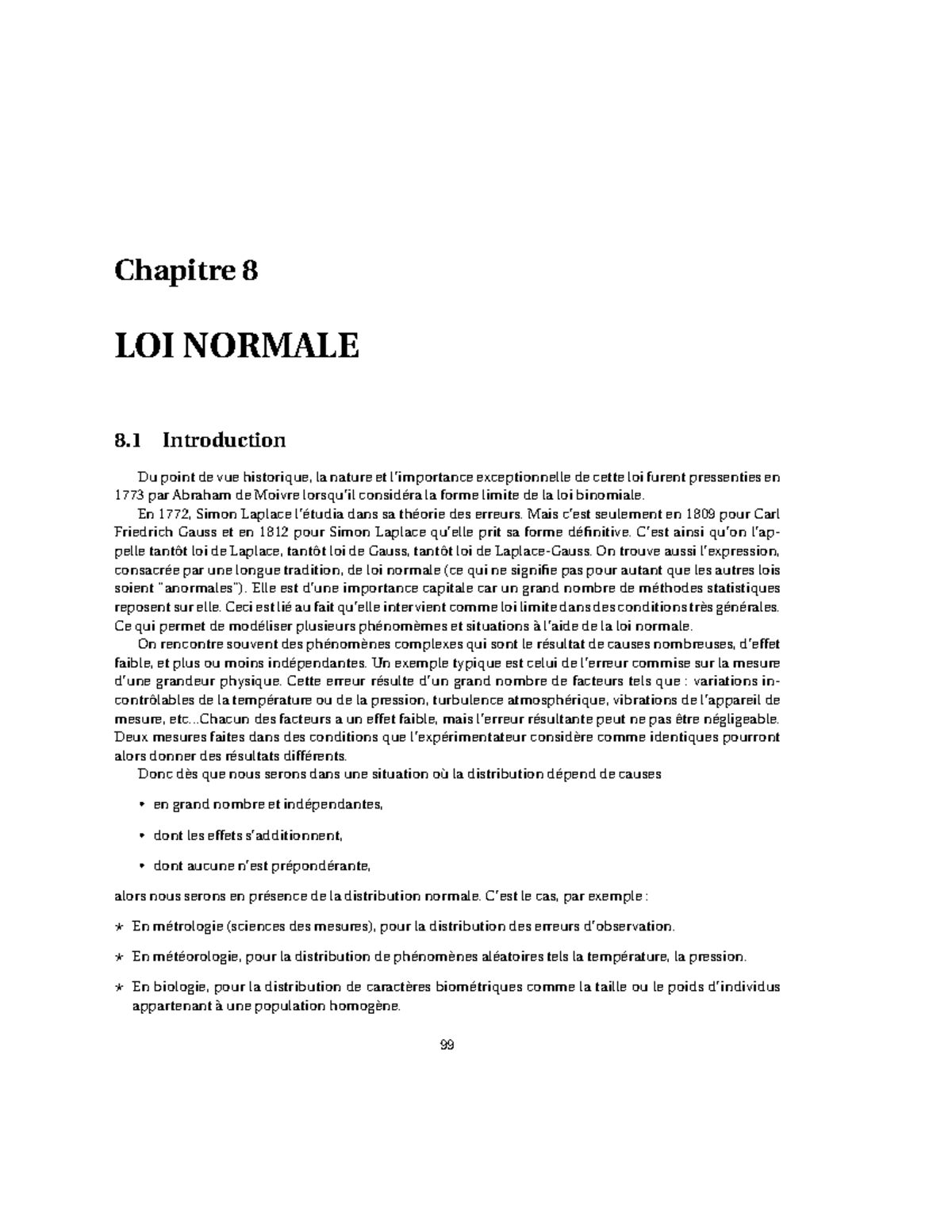 Chapitre 8 : Loi Normale - H24 Examen 2 Notes de Cours - Studocu