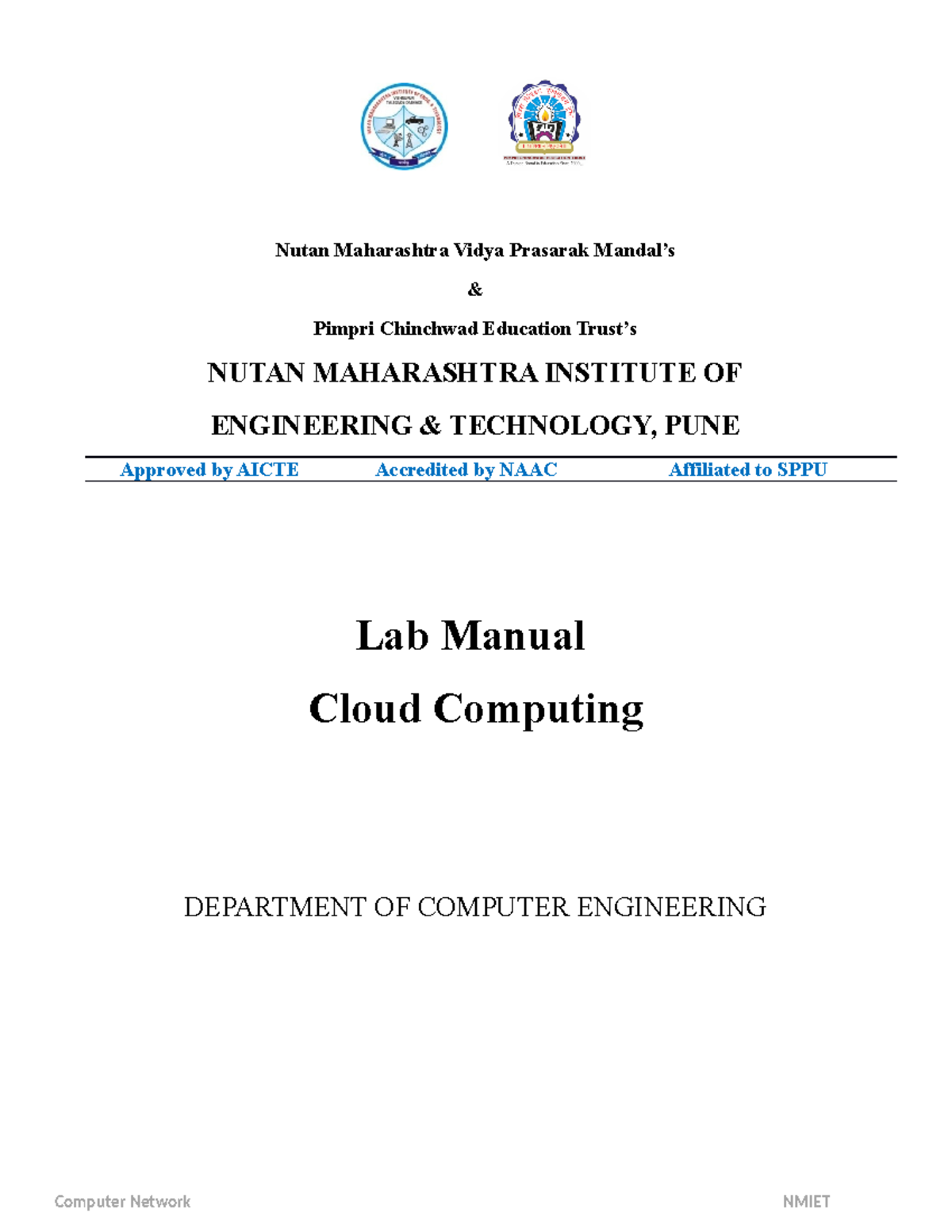 Cloud Computing Lab Manual (CSE 101) - Practical Assignments Guide ...