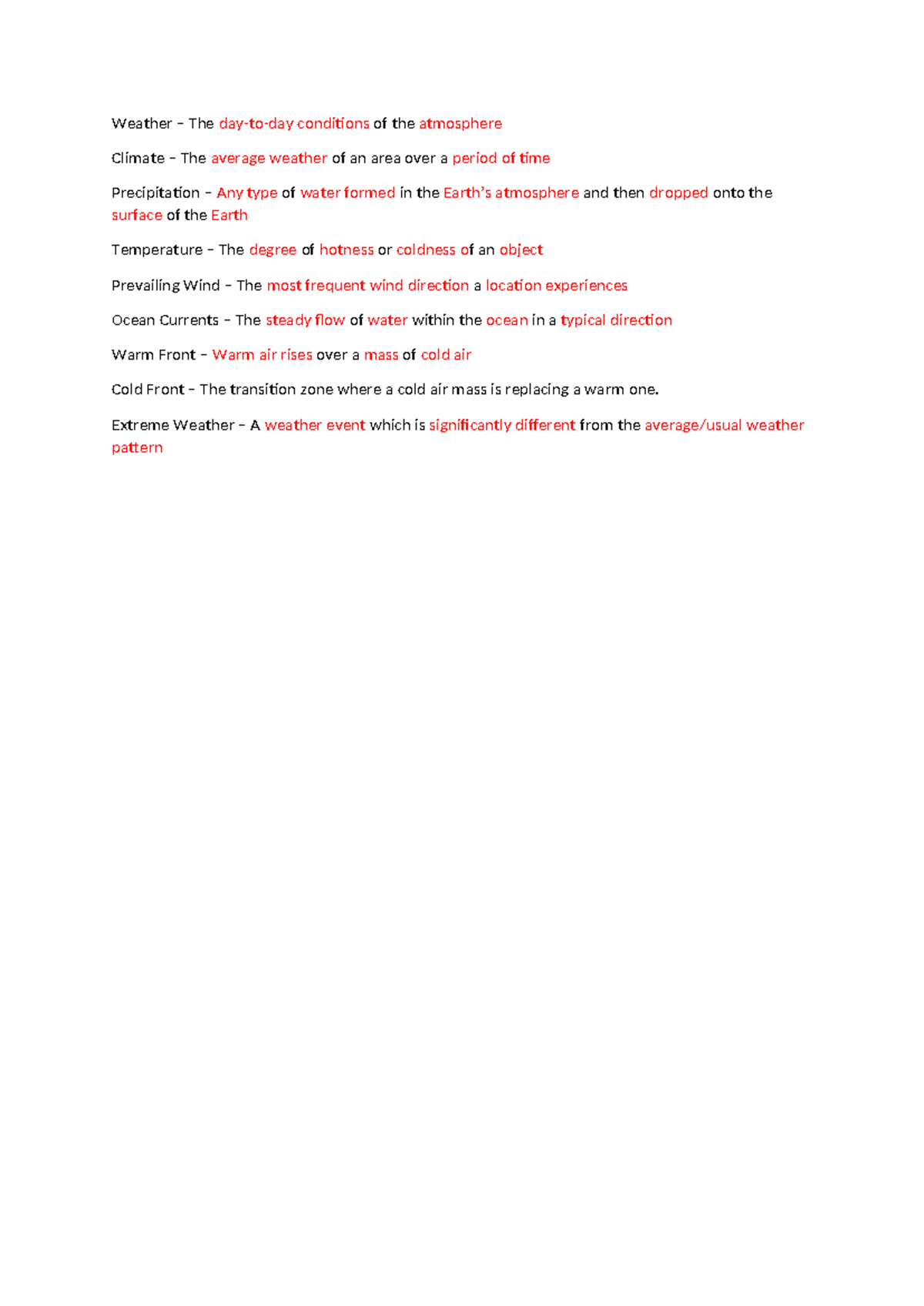 Weather and Climate Concepts - HEOL - Studocu