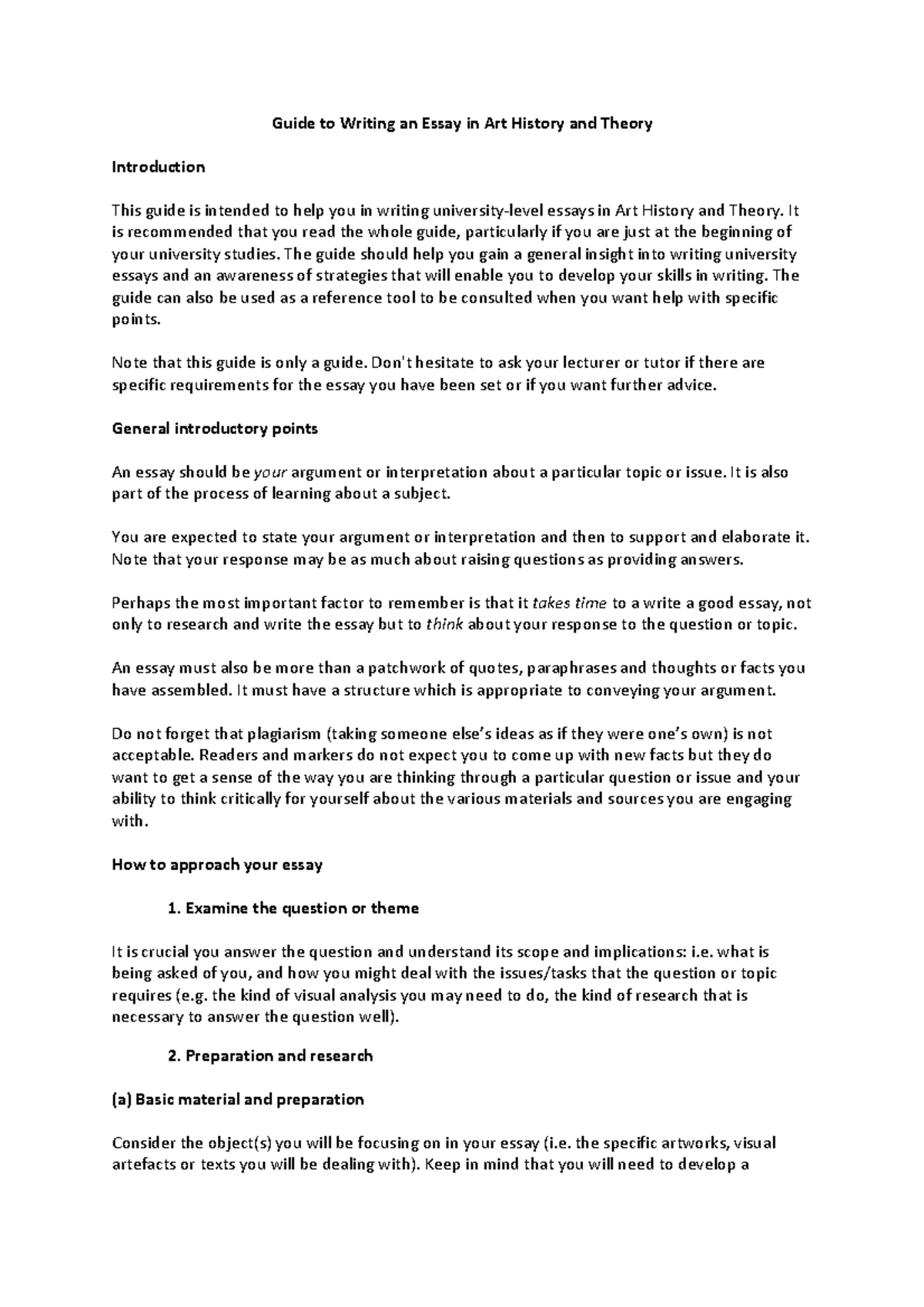 Guide to Writing an Essay in Art History and Theory 2023 - Guide to ...