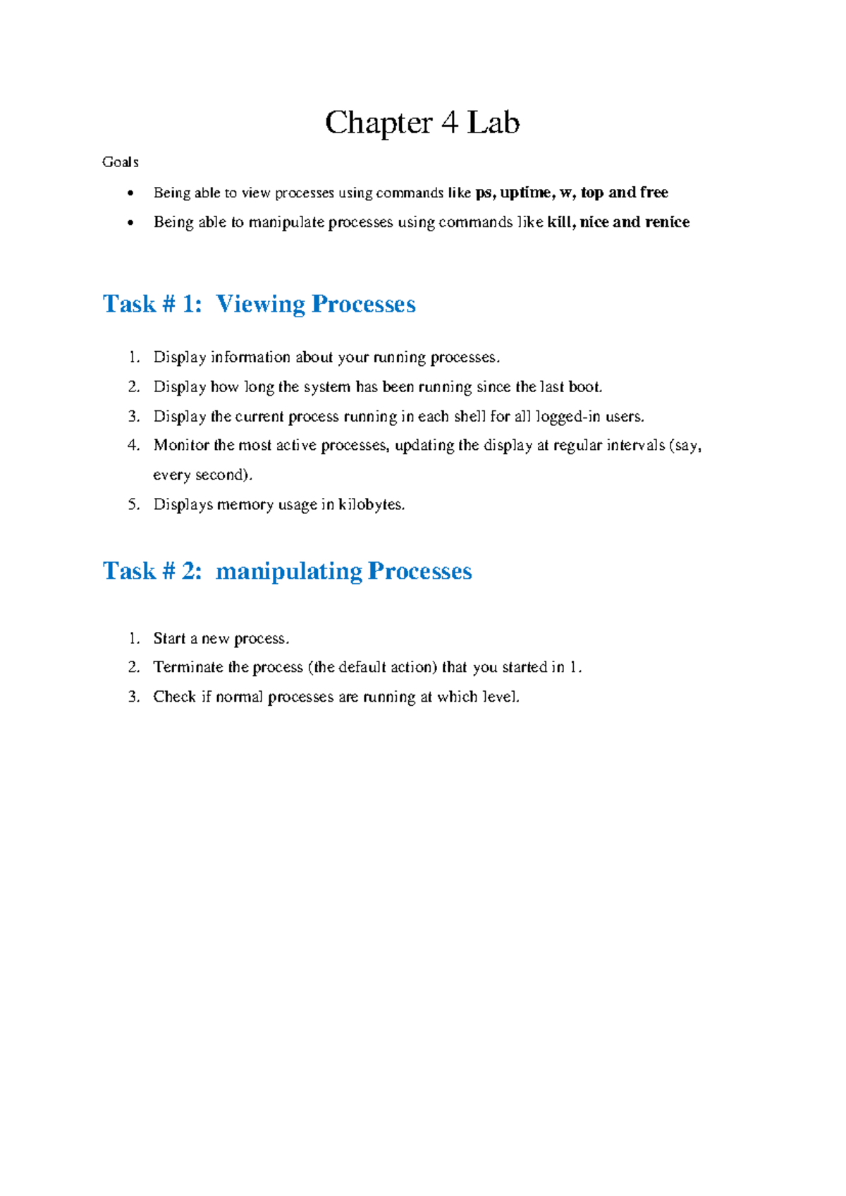 CMN316C Chapter 4 Lab: Process Management and Manipulation - Studocu
