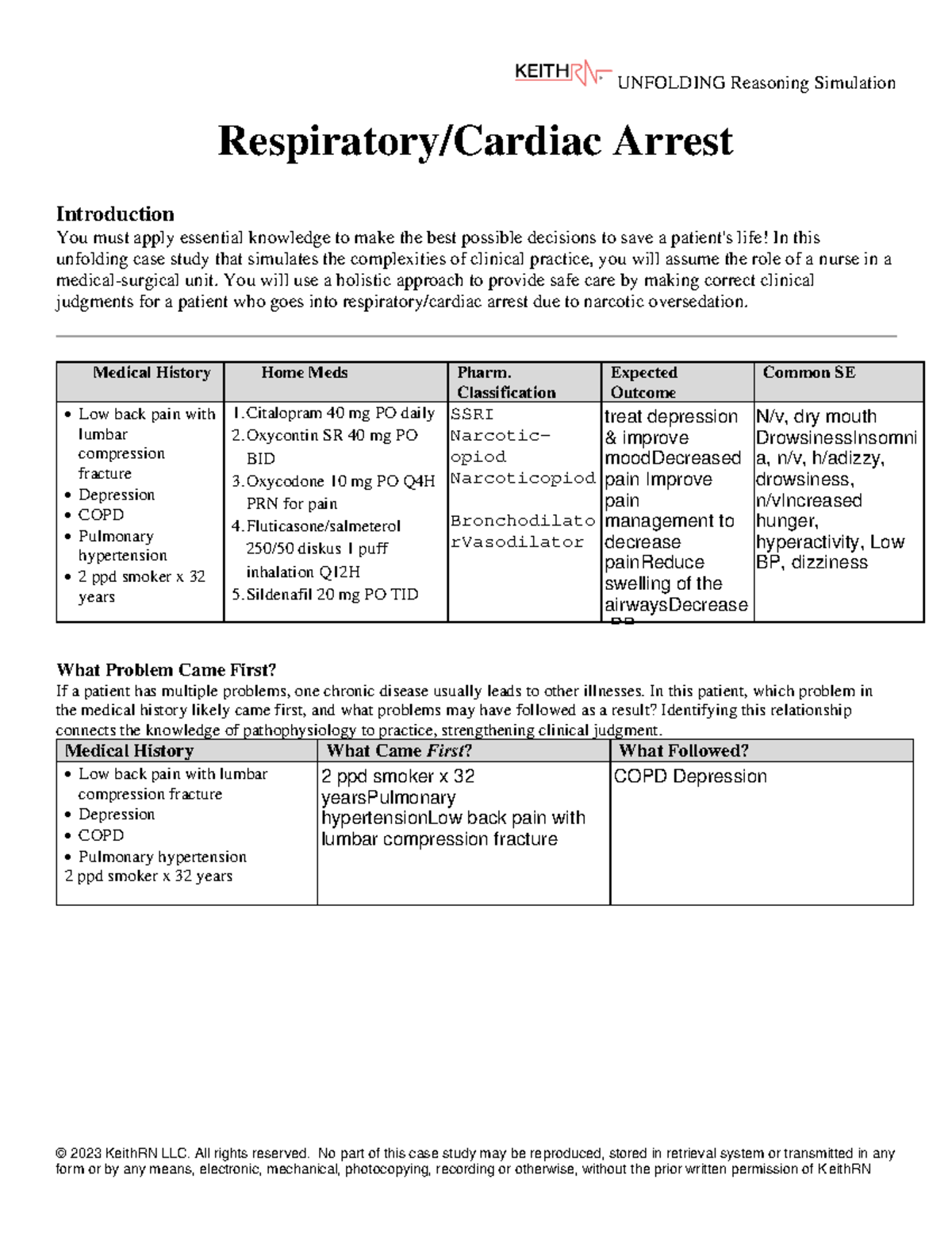 UNFOLDING Reasoning Simulation: Cardiac Arrest Case Study Analysis ...