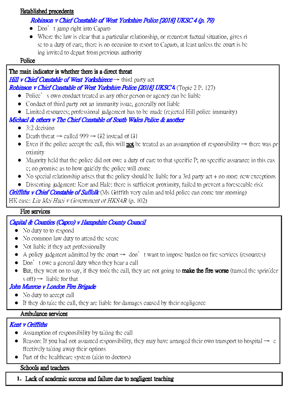 Tort Law Final Exam Notes - Key Cases and Principles Analysis - Studocu