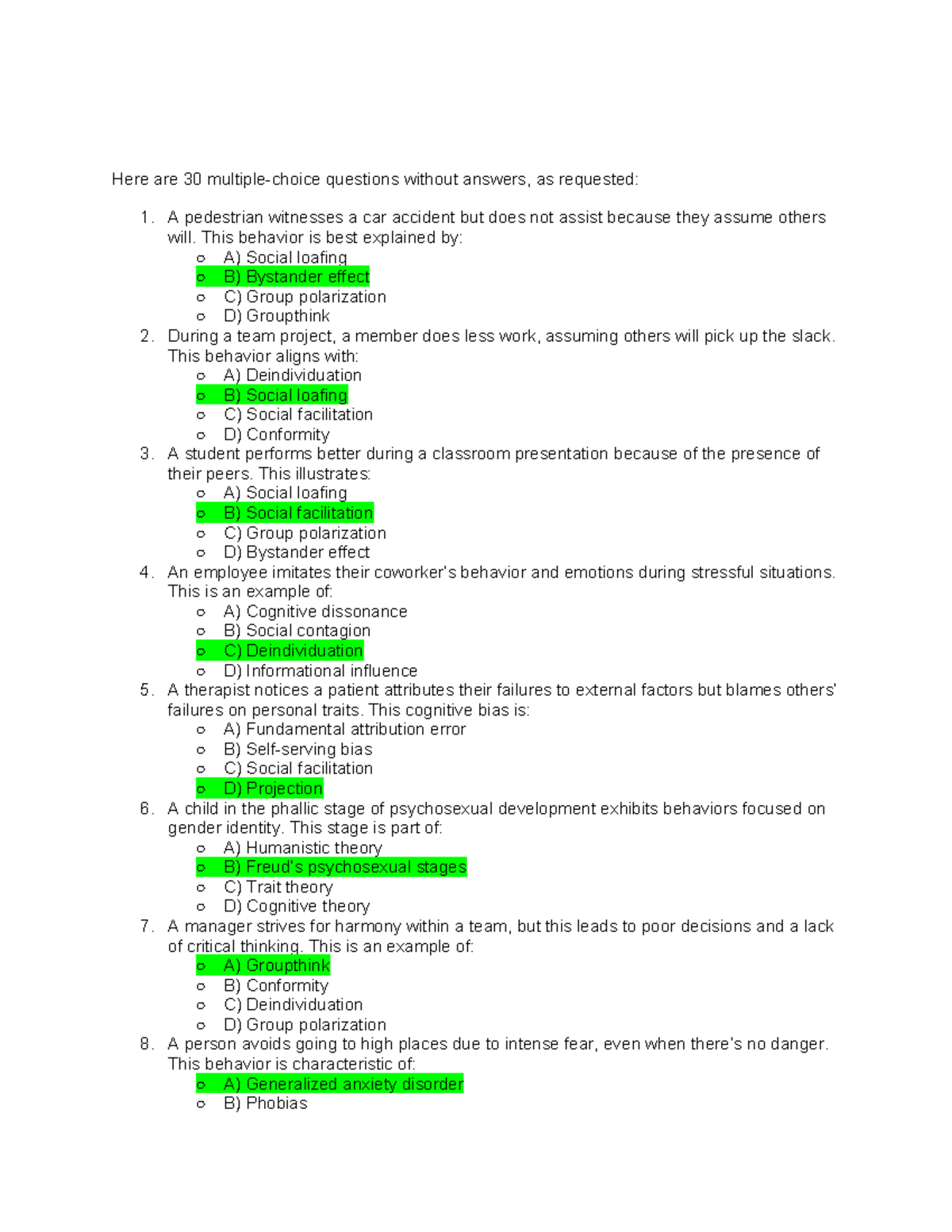 psyc final exam multiple choice questions - Here are 30 multiple-choice ...