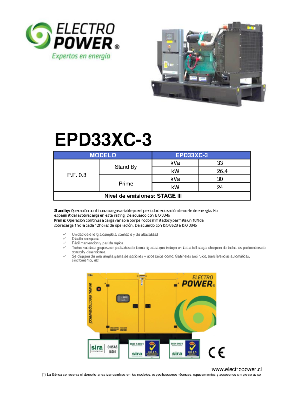 F163-Ficha Técnica - Generador EPD 33 XC-3 Electropower - Studocu