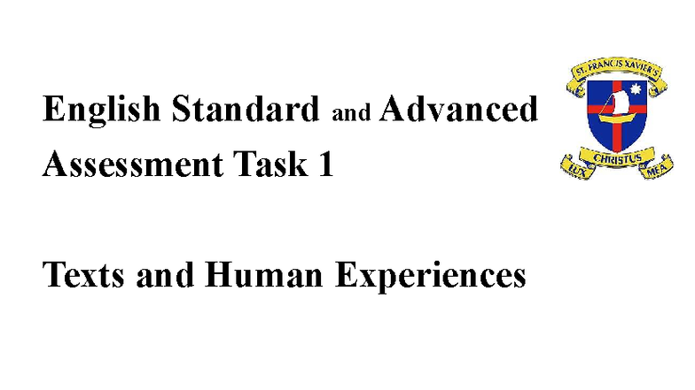 2026 STAN ADV ASST TASK 1: Texts on Human Experiences - Studocu