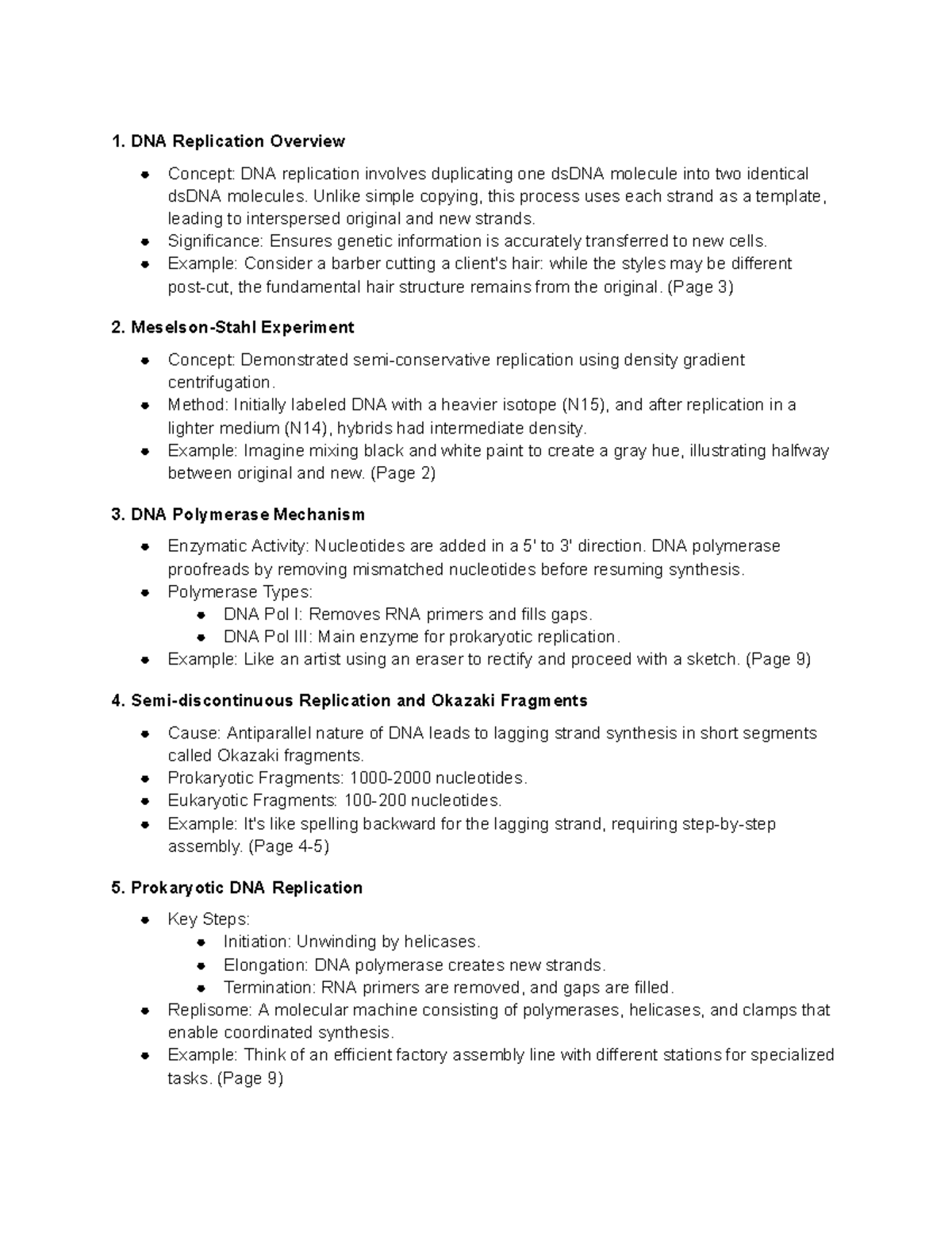 Lecture 14-Biochem study guide - DNA Replication Overview Concept: DNA ...