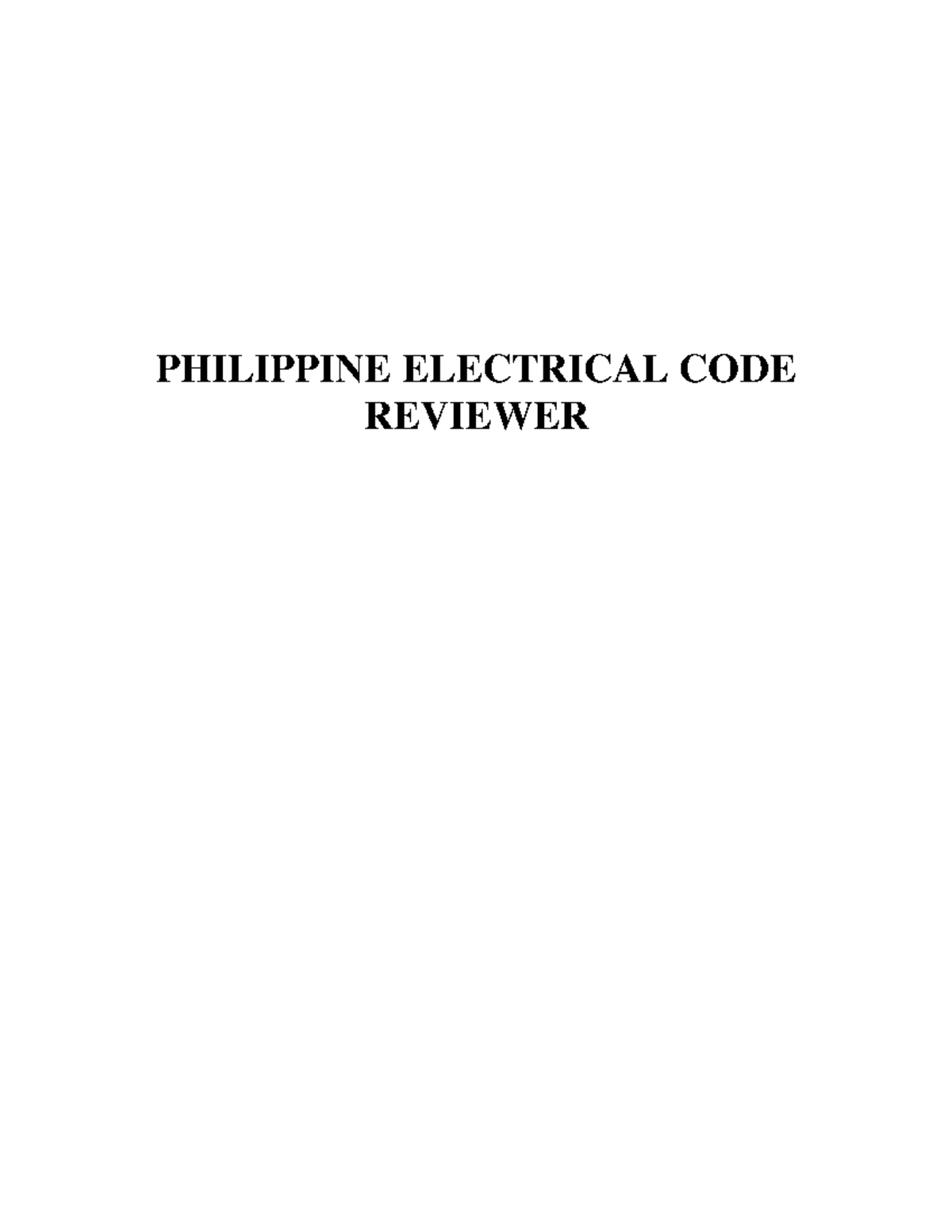 Philippine Electrical Code Reviewer: Comprehensive Study Guide - Studocu
