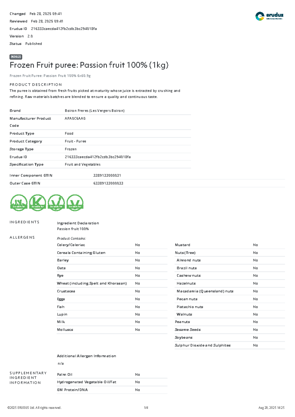 BOI025 Frozen Fruit Puree: Passion Fruit Product Overview - Studocu