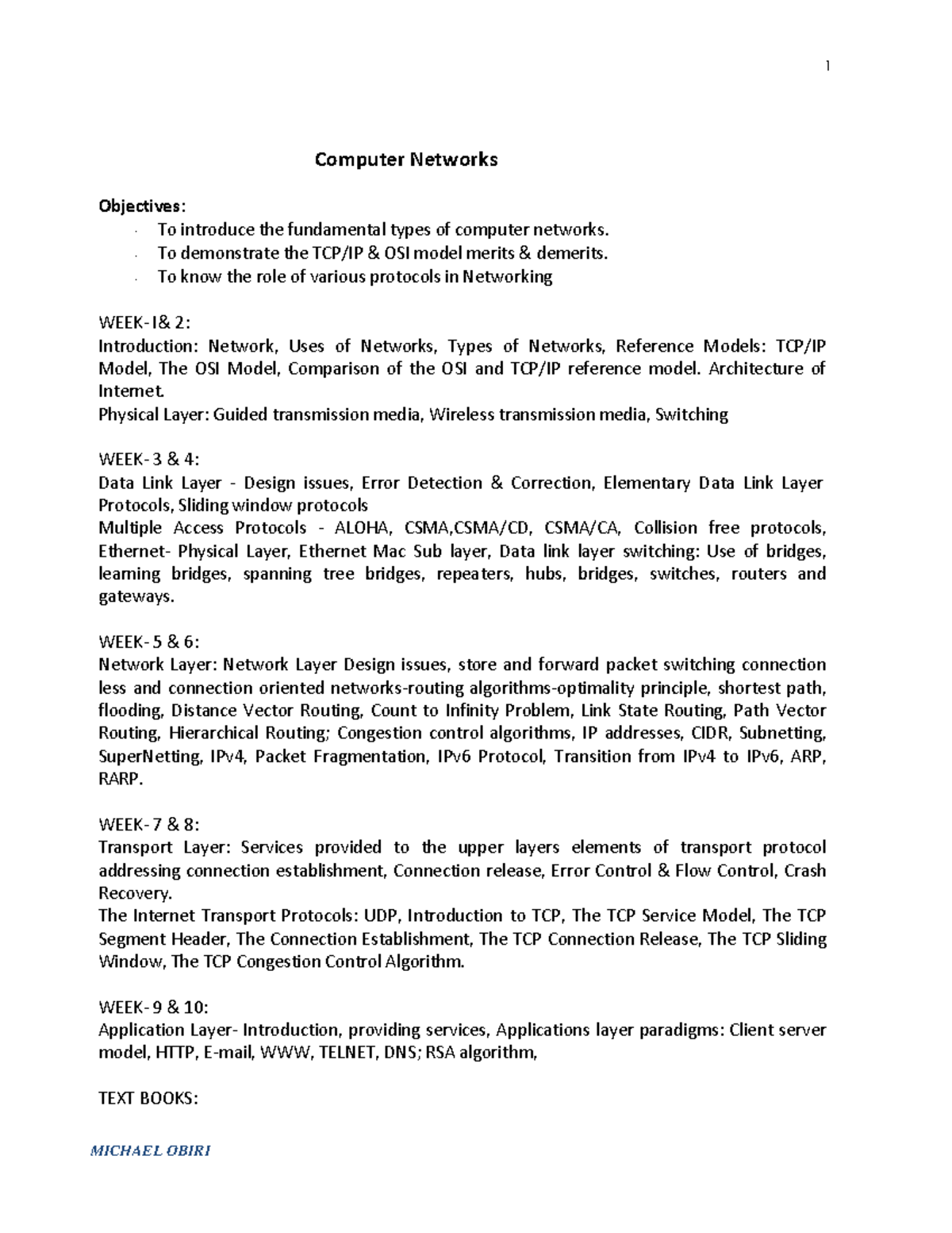 Computer Networks L1: Comprehensive Study Notes on OSI Model ...