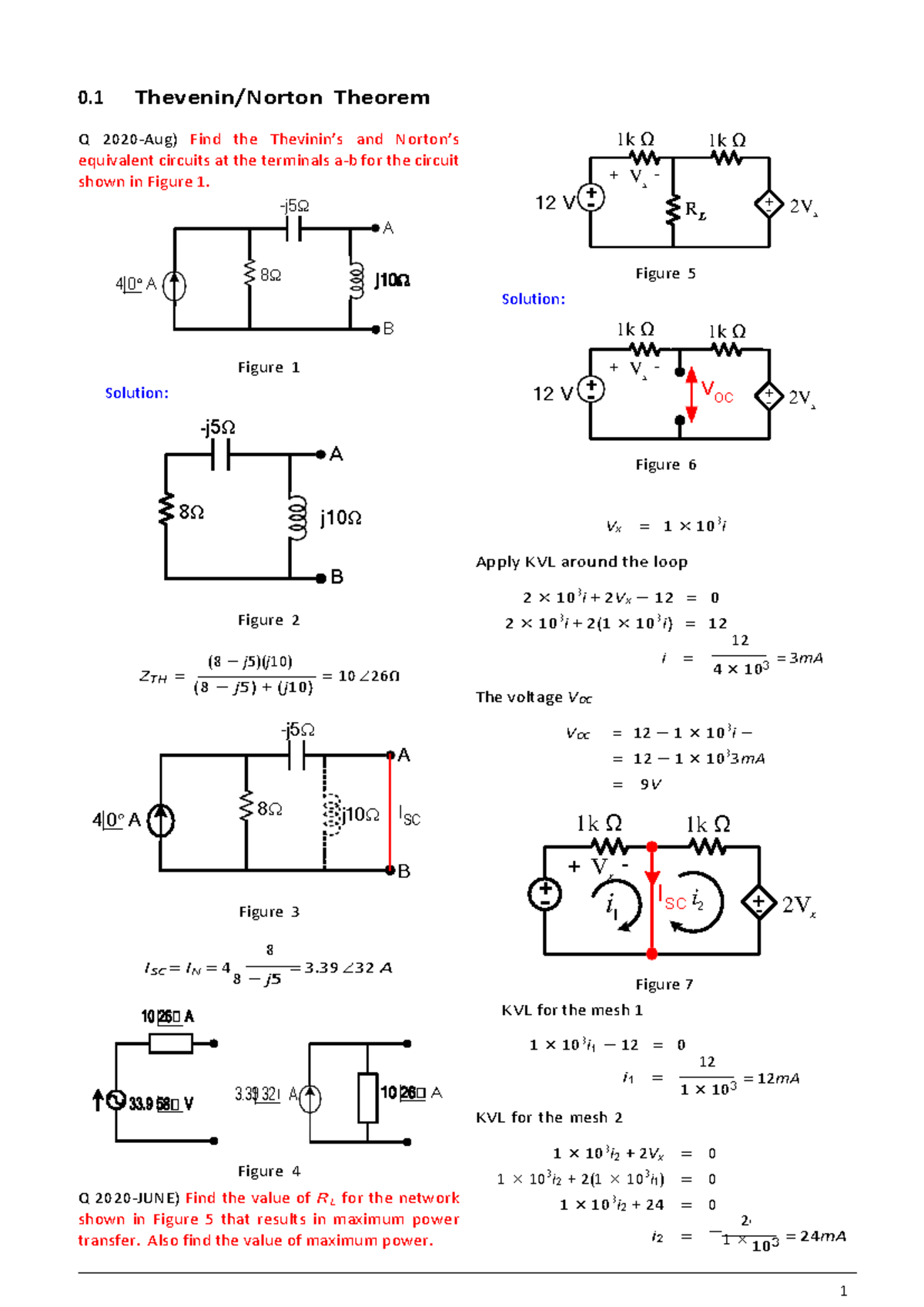 Thevenin Theorem Practice Material - Circuit Analysis (Course Code: 0.1) - Studocu