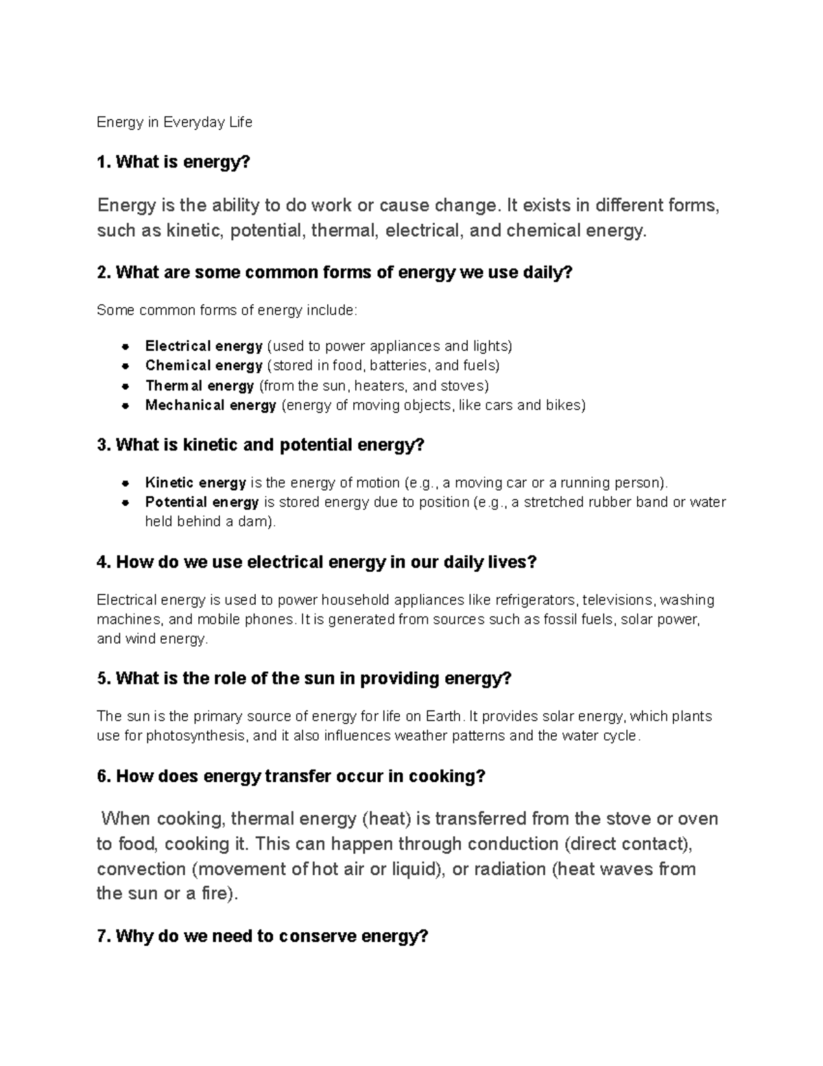 Energy in Everyday Life: Understanding Forms & Uses - Studocu