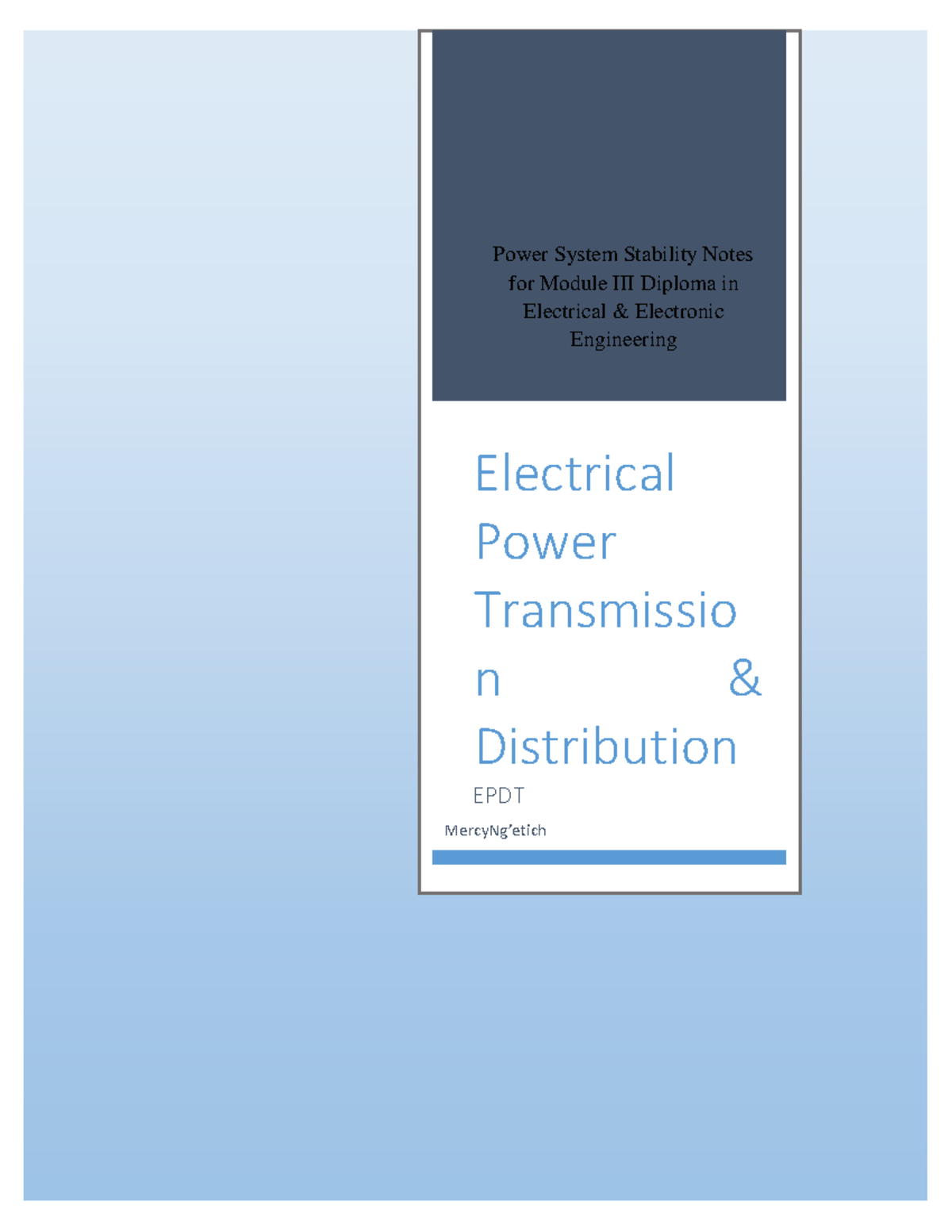 Power System Stability Lecture Notes for Module III EPDT - Studocu