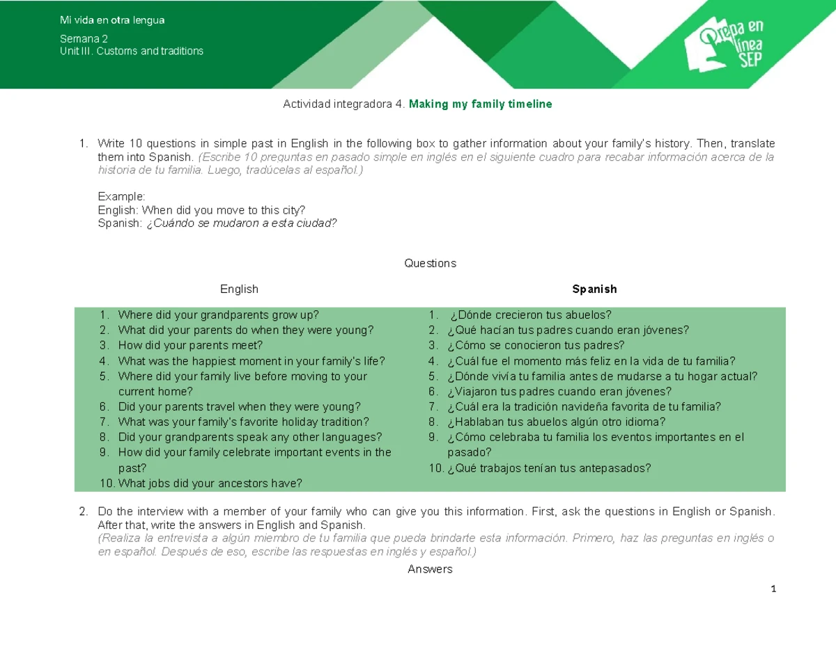 Examen Módulo 5: Apuntes sobre "Mi Mundo en Otra Lengua" (Mi M 37875