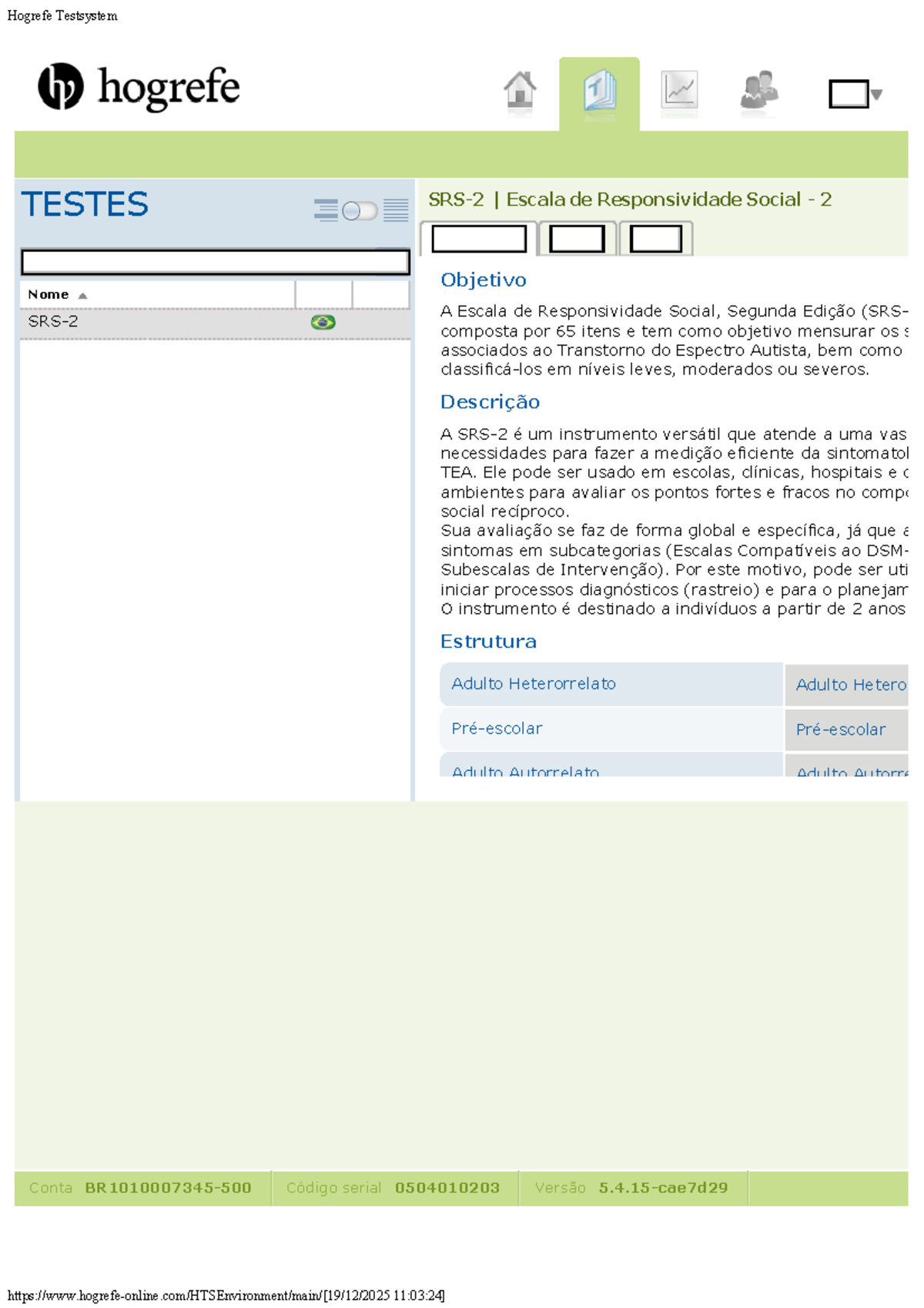 Hogrefe Testsystem - Escala de Responsividade Social 2 - Studocu