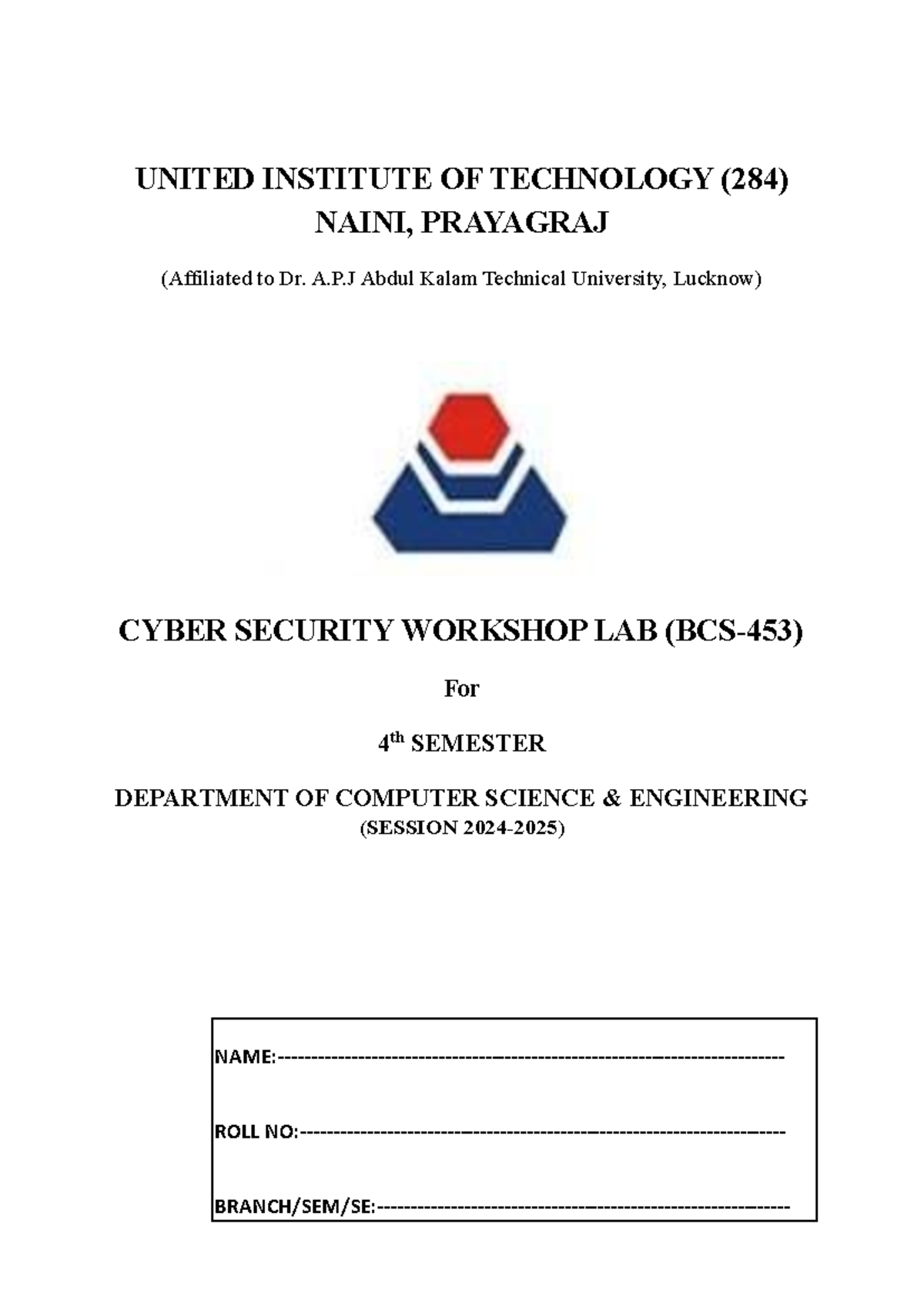 CSW-LAB Manual: Cyber Security Workshop (284) for 4th Sem CSE - Studocu