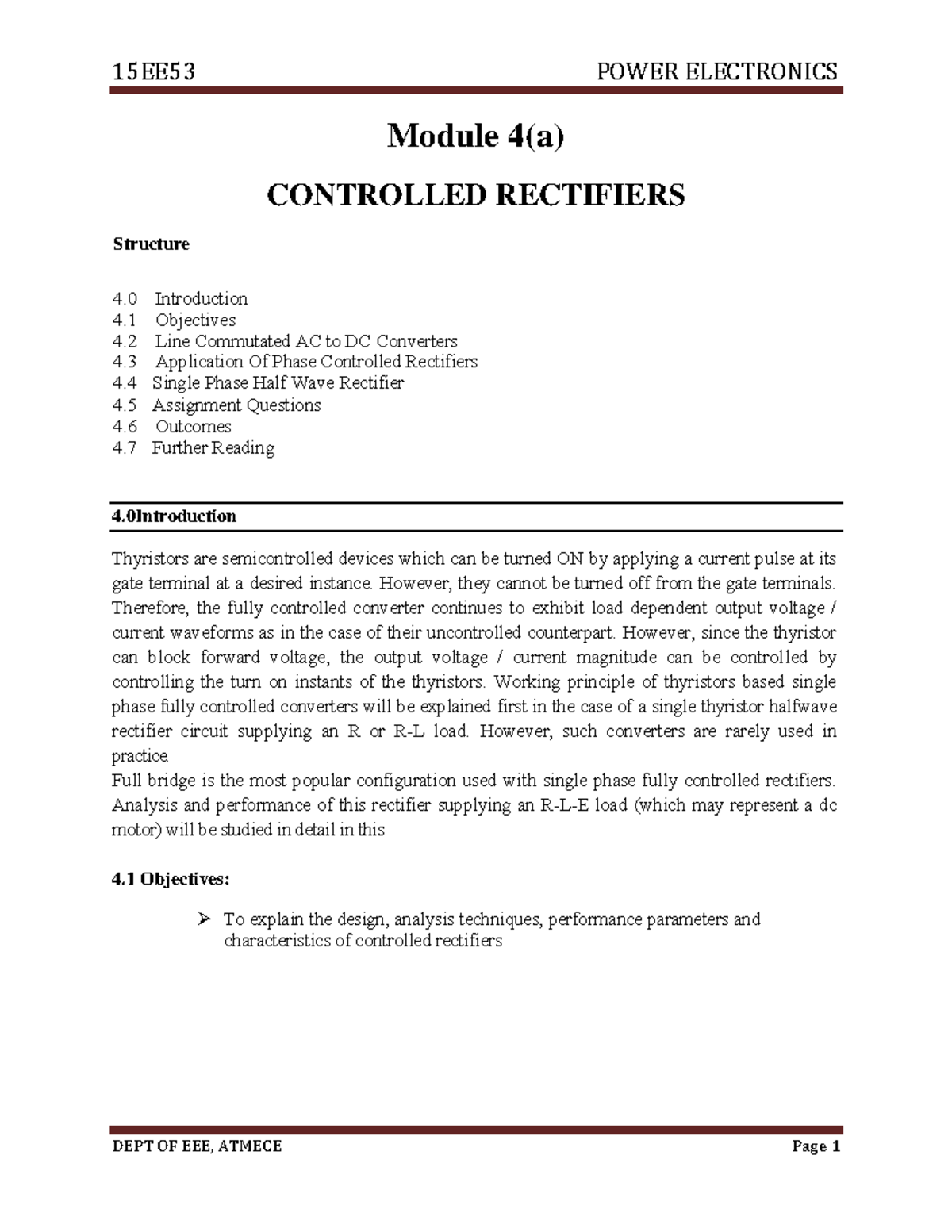 M4 - Controlled Rectifiers & AC Voltage Controllers Lecture Notes - Studocu