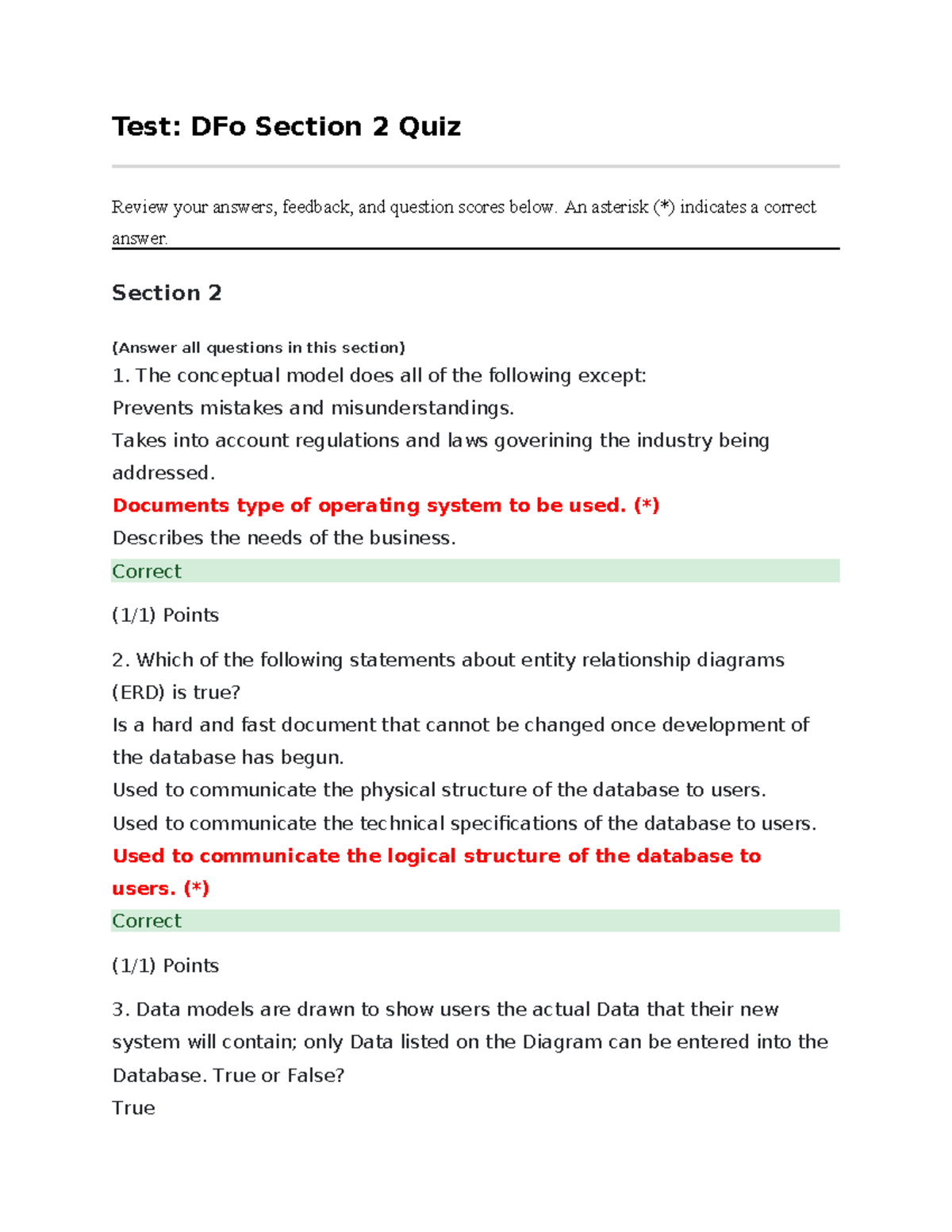 DFo Section 2 Quiz: Review and Feedback for Test Preparation - Studocu