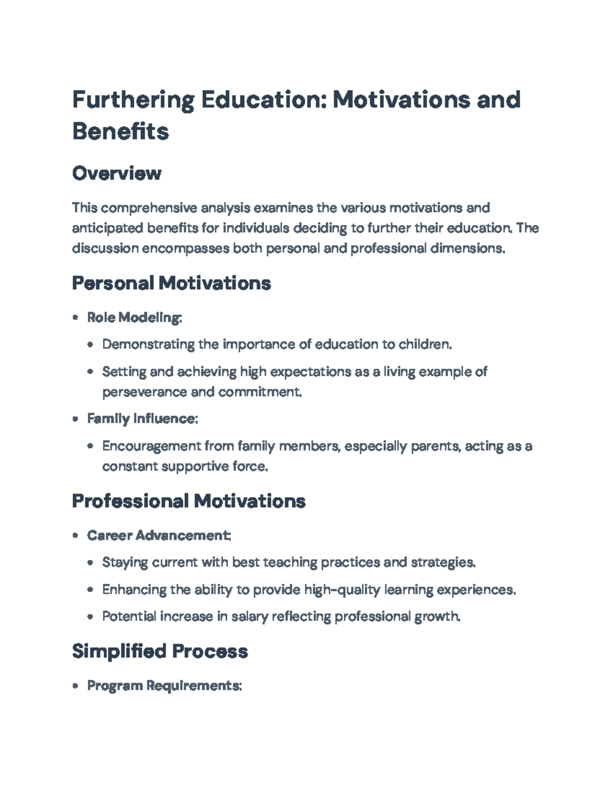 EDU103: Motivations & Benefits of Furthering Education Analysis - Studocu