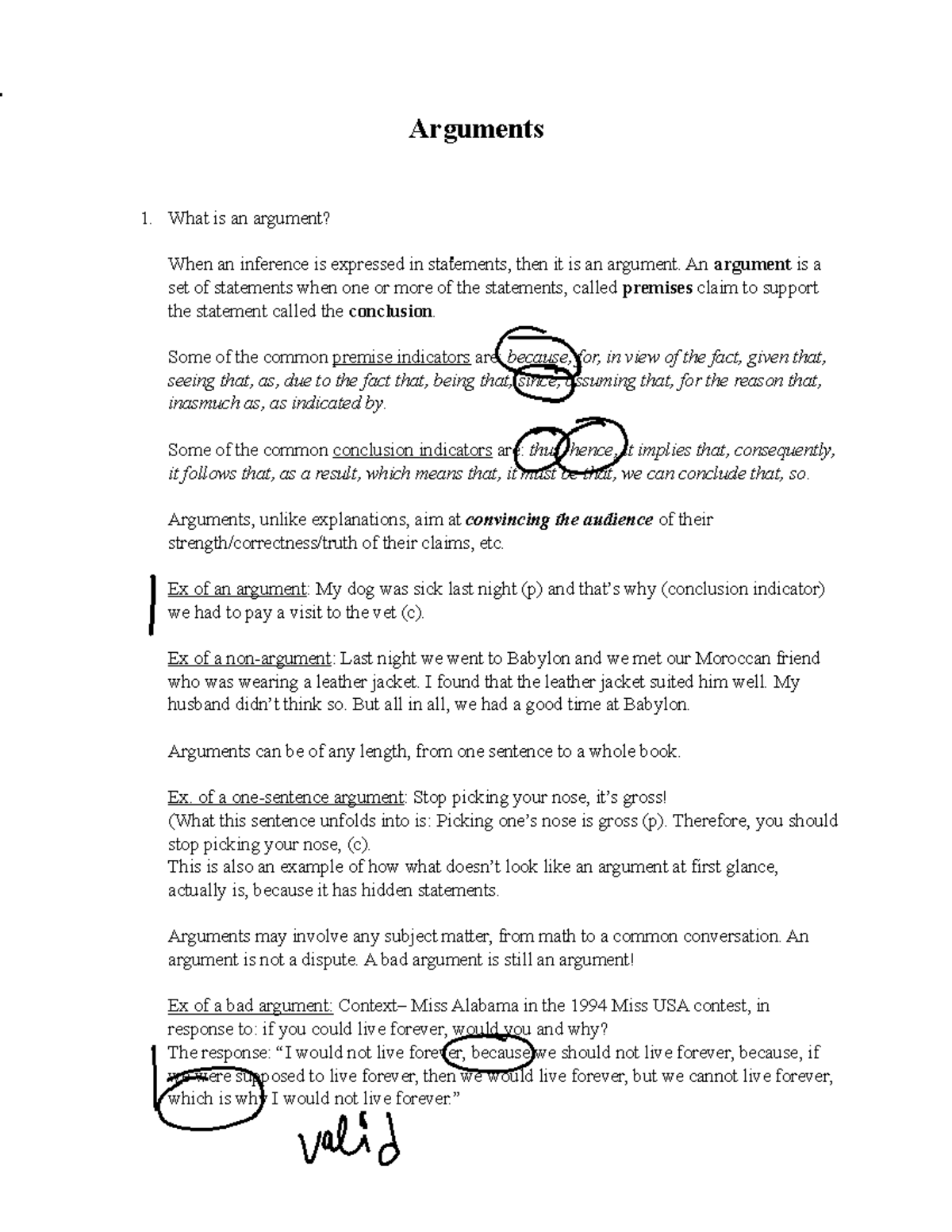 Arguments - Practice Notes for PHIL 101 - Studocu