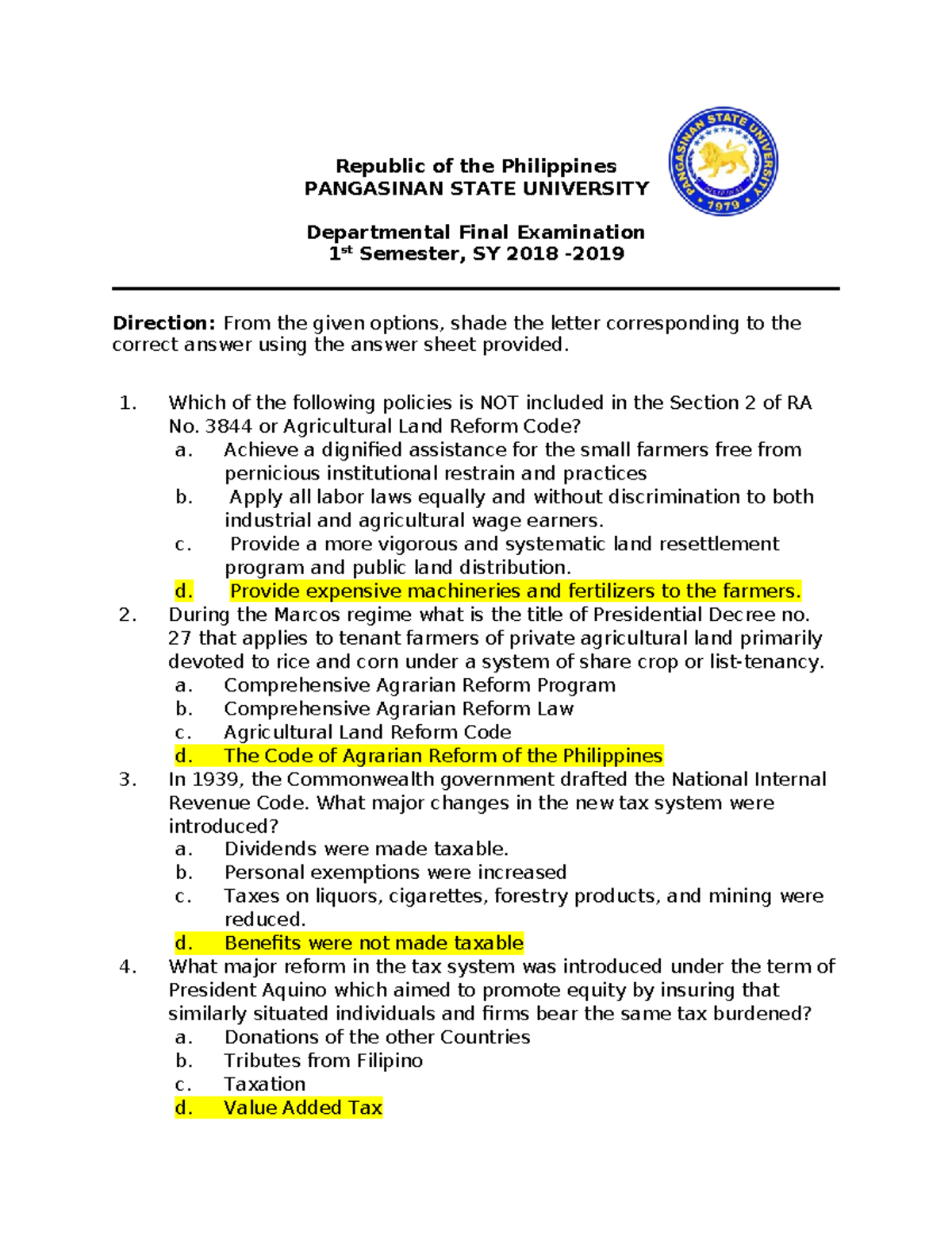 Reviewer in GE 2 RIPH - Republic of the Philippines PANGASINAN STATE ...