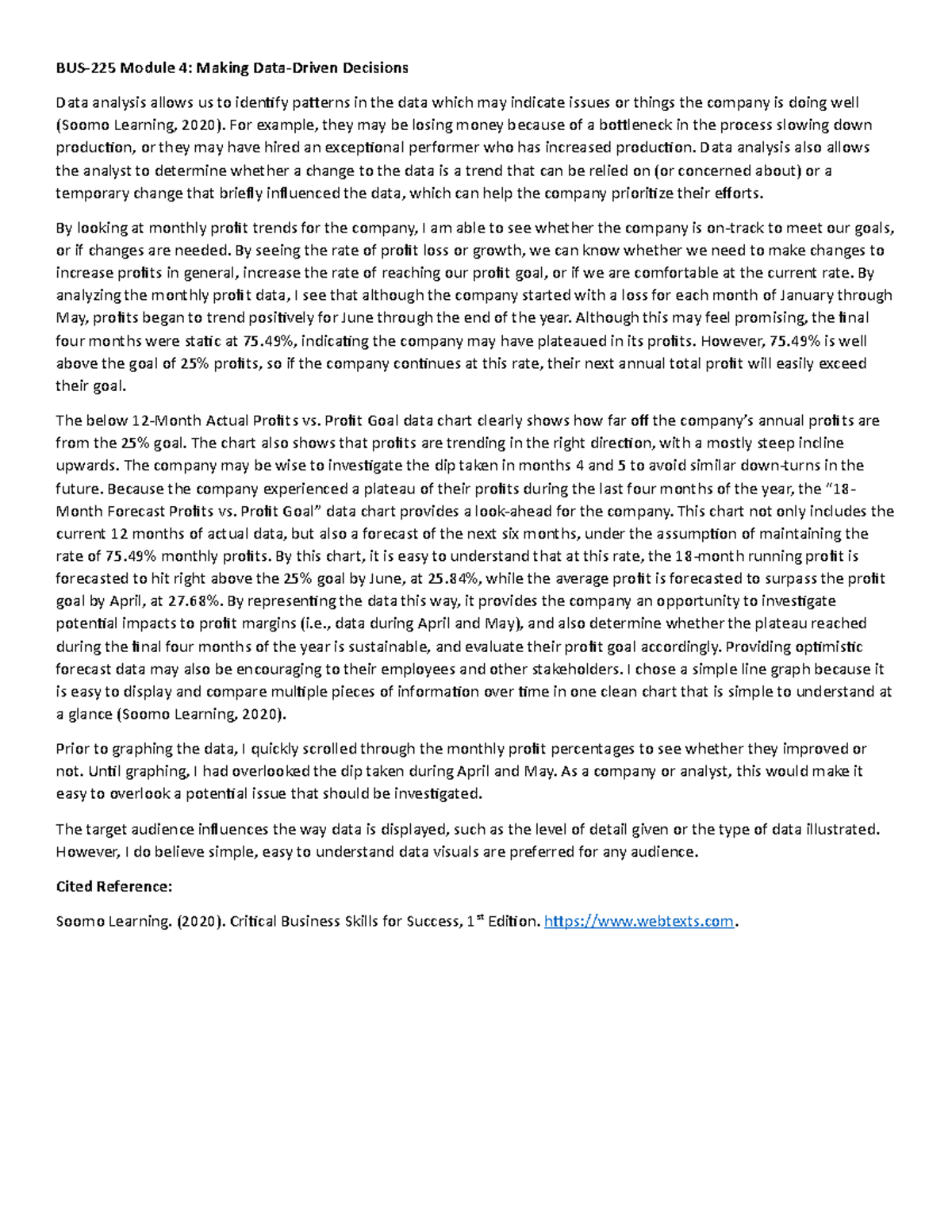 Bus 225 Module 4 Blog Bus 225 Module 4 Making Data Driven Decisions