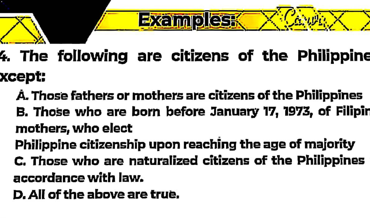 ACC872 43 - Xjjx - Examples: The following are citizens of the ...