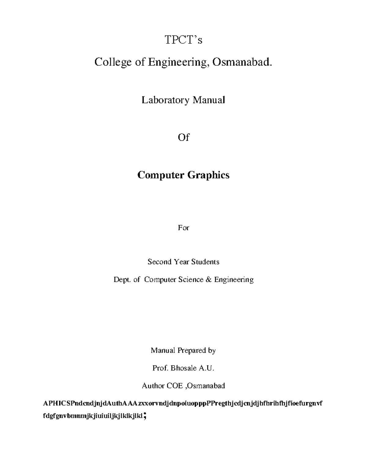 Laboratory Manual for Computer Graphics (CSE 2nd Year) - Prof. A.U ...