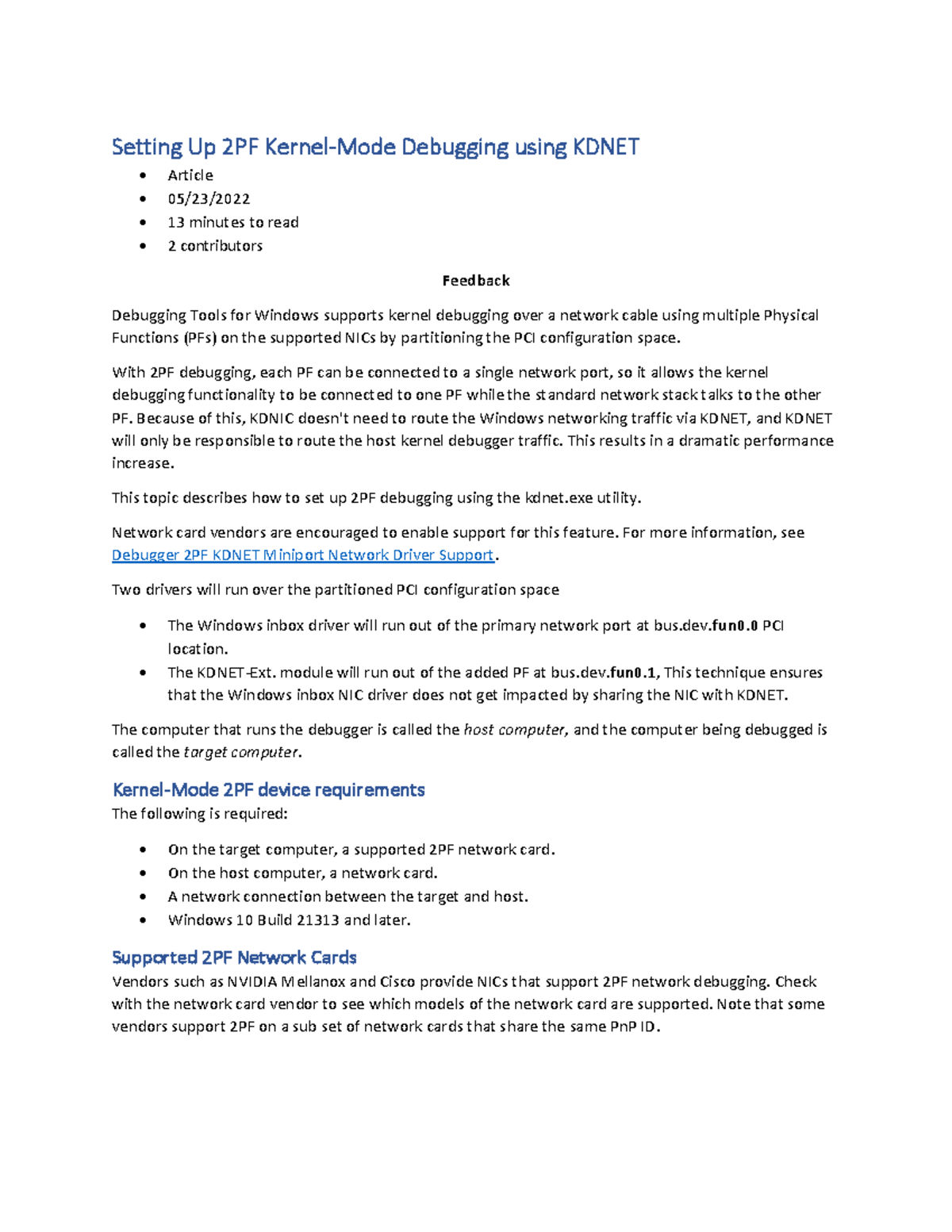 Setting Up 2PF Kernel-Mode Debugging with KDNET for Windows Debugging ...
