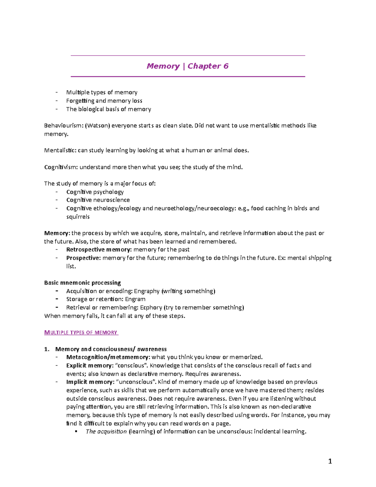 Memory Chapter 6: Key Concepts in Cognitive Psychology and Neuroscience ...
