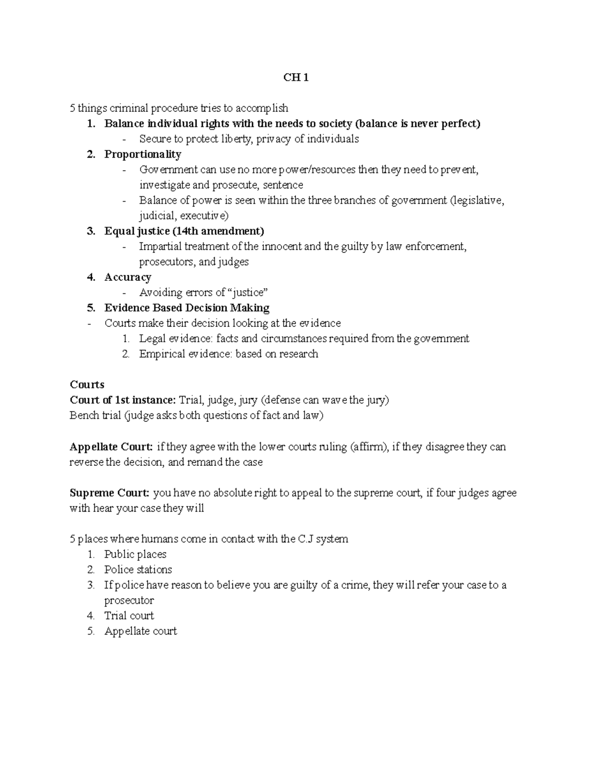 Criminal Procedure Overview: Key Concepts and Cases - Studocu