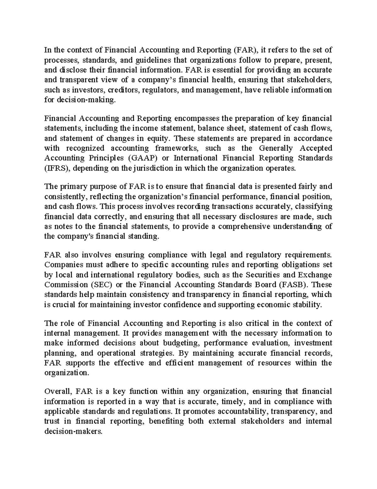 FAR - Overview of Financial Accounting & Reporting Principles - Studocu