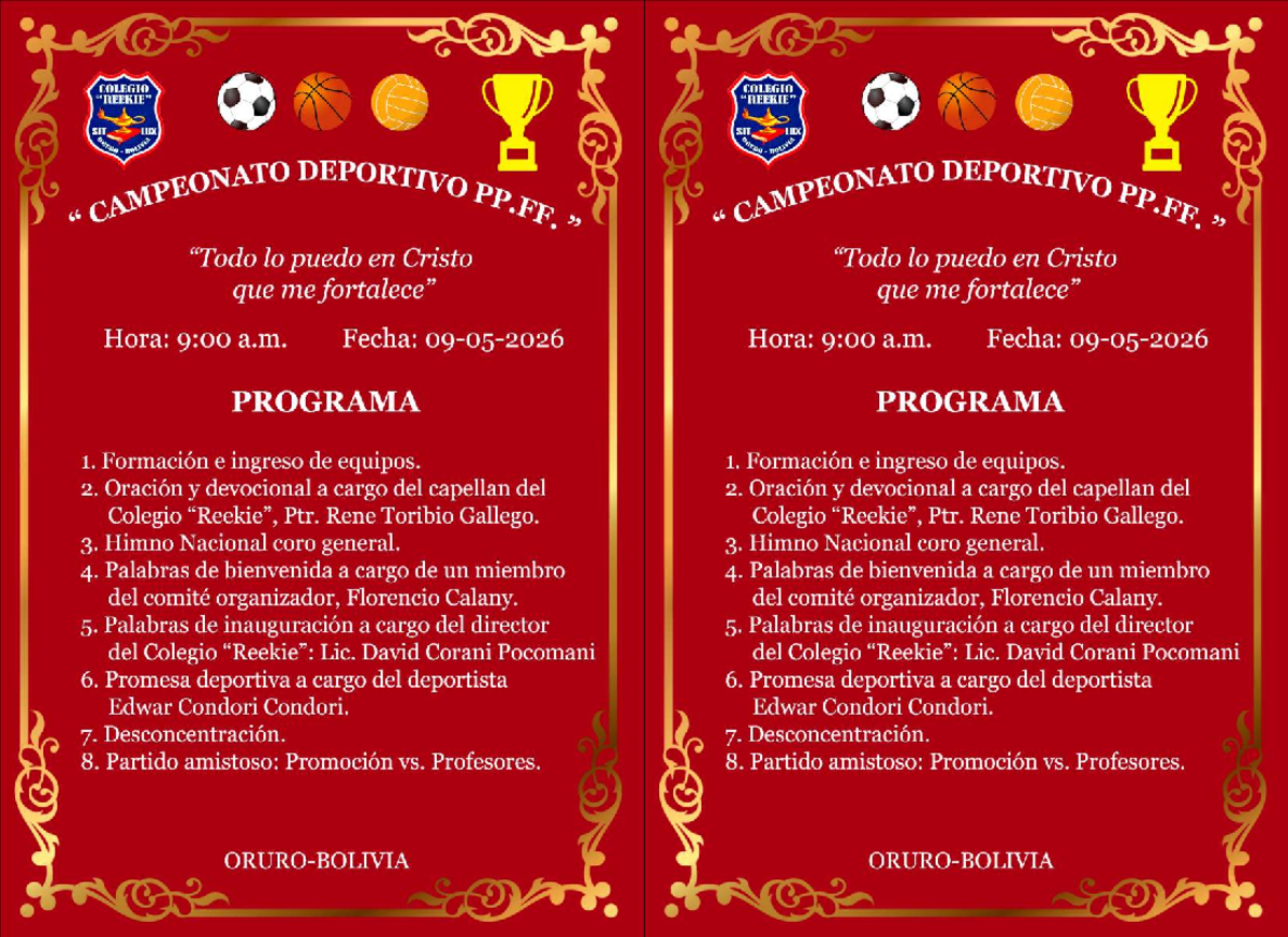 Programa del Campeonato PPFF-3: Actividades y Detalles - Studocu