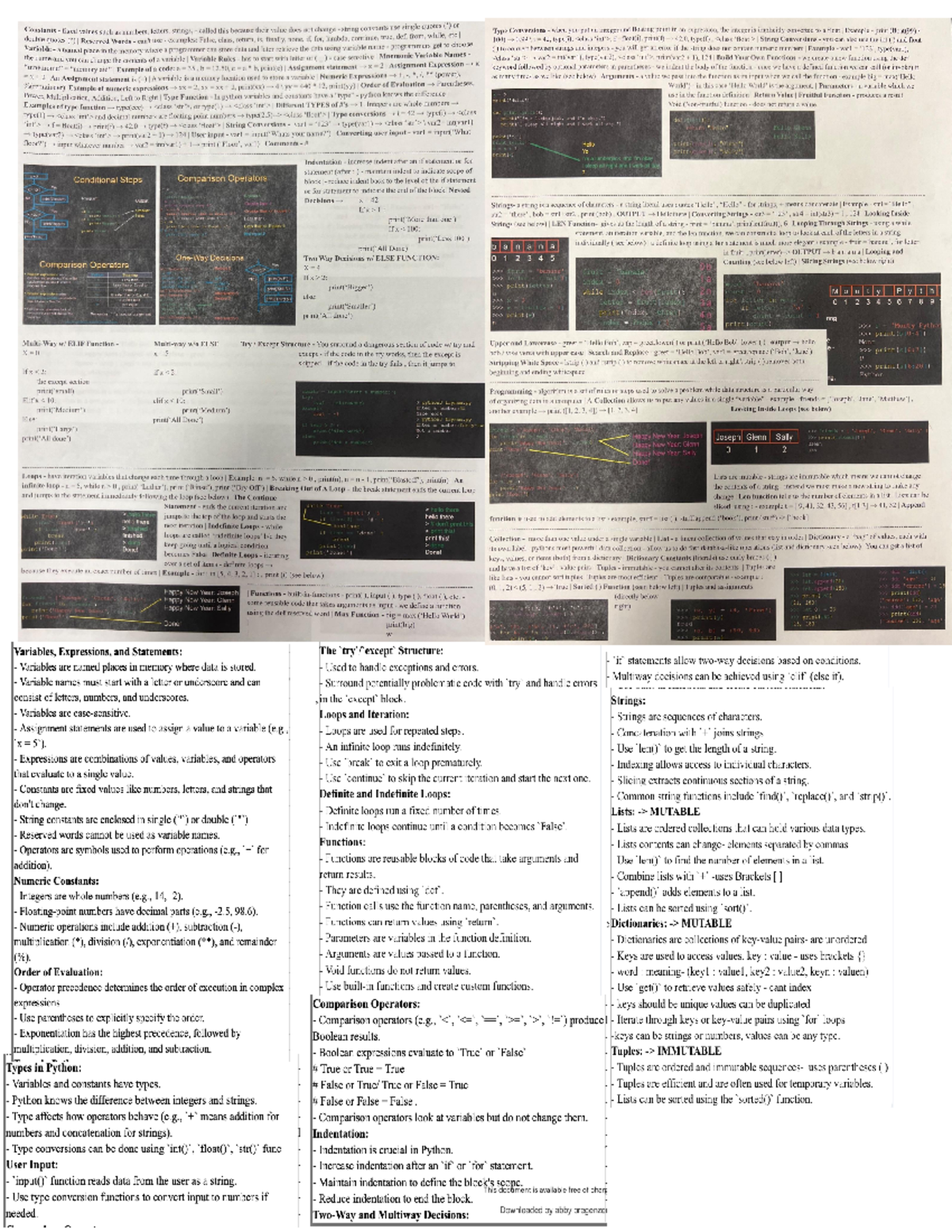 Cheat sheet - Summary Advanced Comp. Tools in MIS - Constants fixed ...