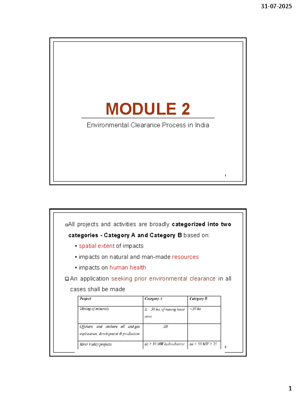 MODULE 2: Environmental Clearance Process in India - Study Notes - Studocu