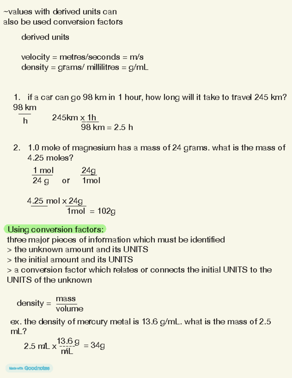 Physics Conversion Factors and Derived Units Examples (Course Code ...
